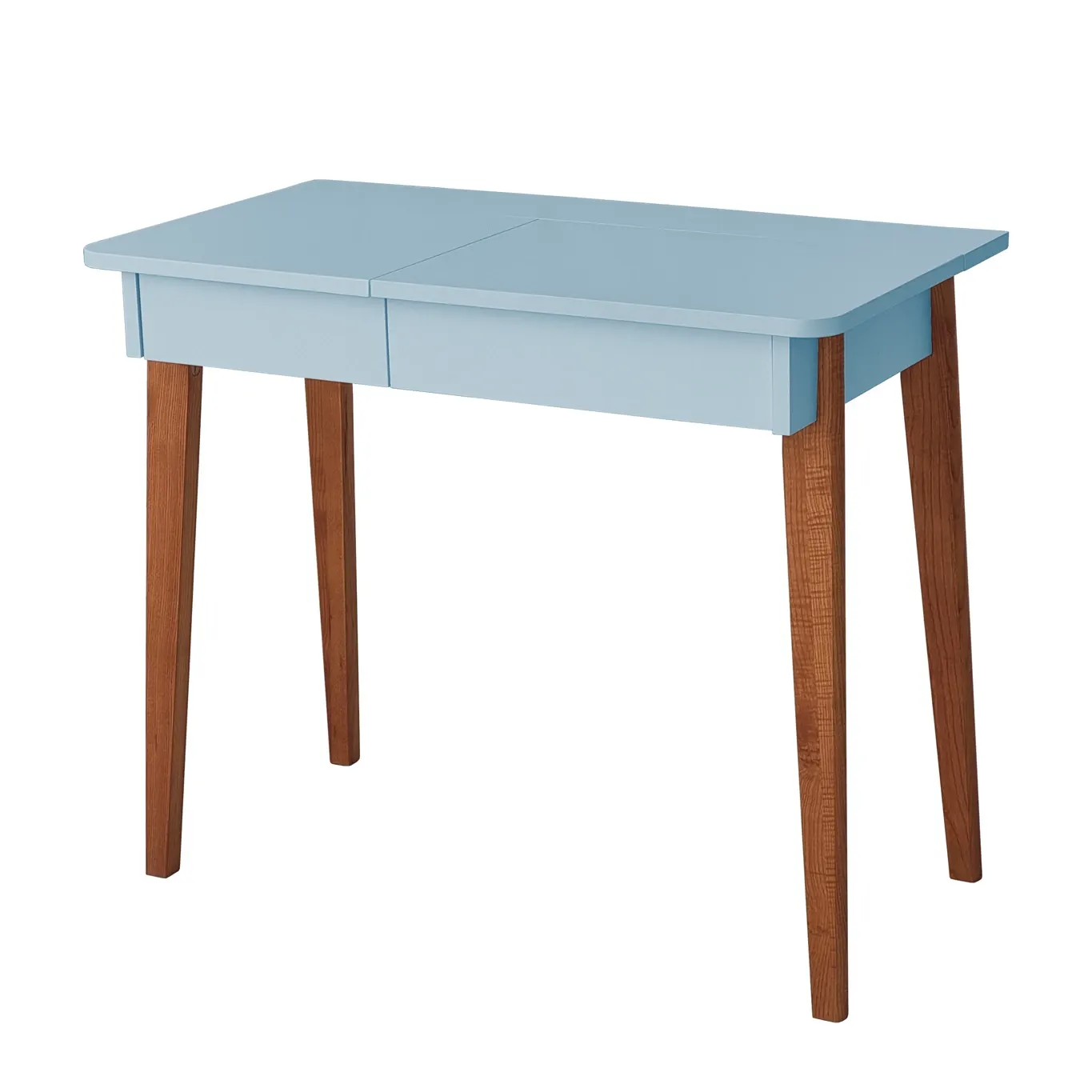 Toaletka z lustrem MEWISE 90x48cm niebieska kolor nóg dąb