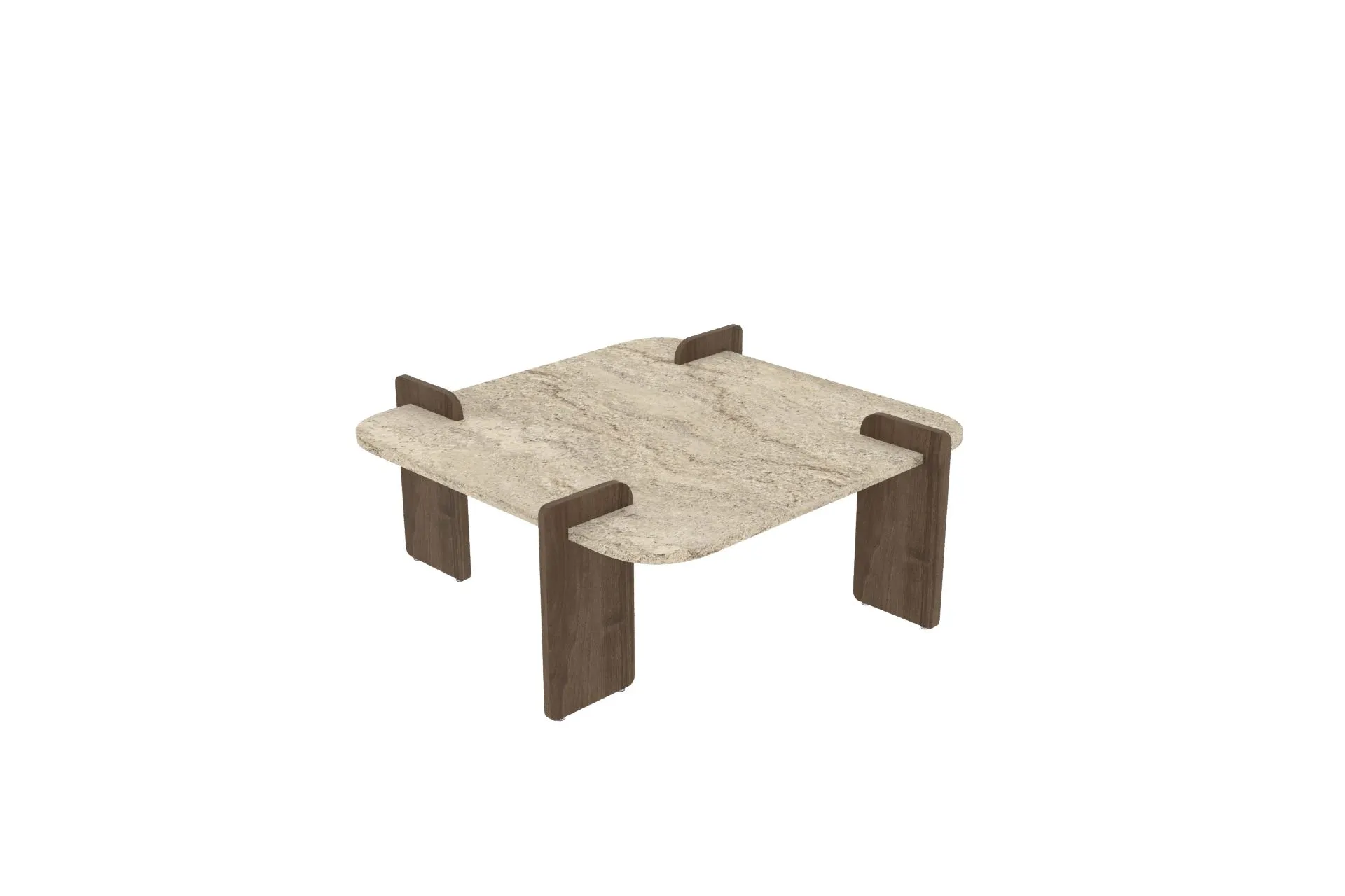 Stolik kawowy AFROLLI 90x90 cm trawertynowy orzech
