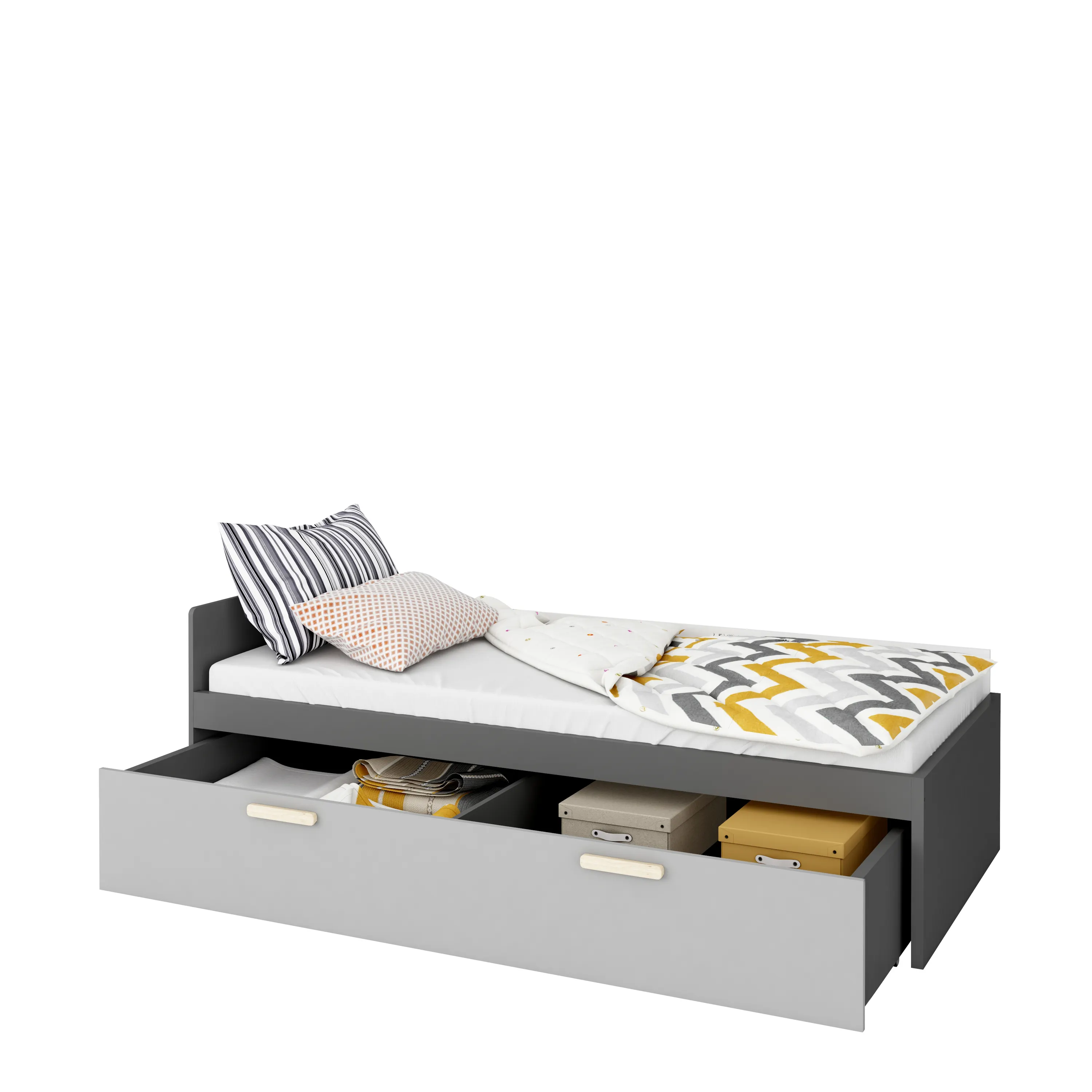 Szuflada do łóżka Pok PO-15 grafit/buk ibsen/szary jasny - PO15GBS