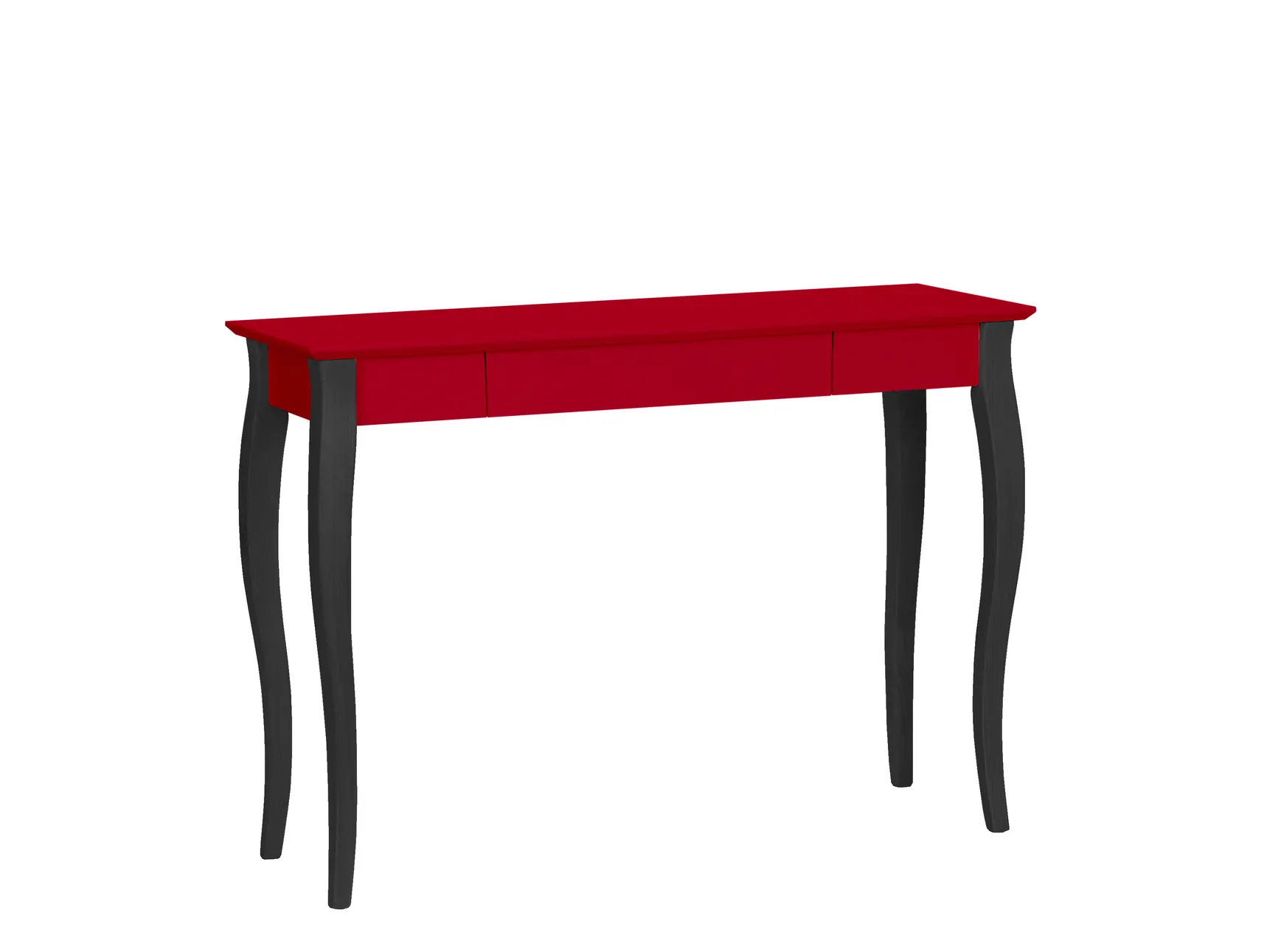 Biurko z szufladą LILLO 105x40 czerwony blat/czarne drewniane nogi