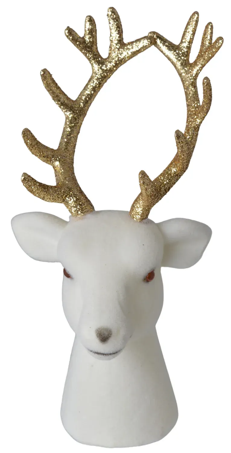 Welurowa GŁOWA RENIFERA mała biała