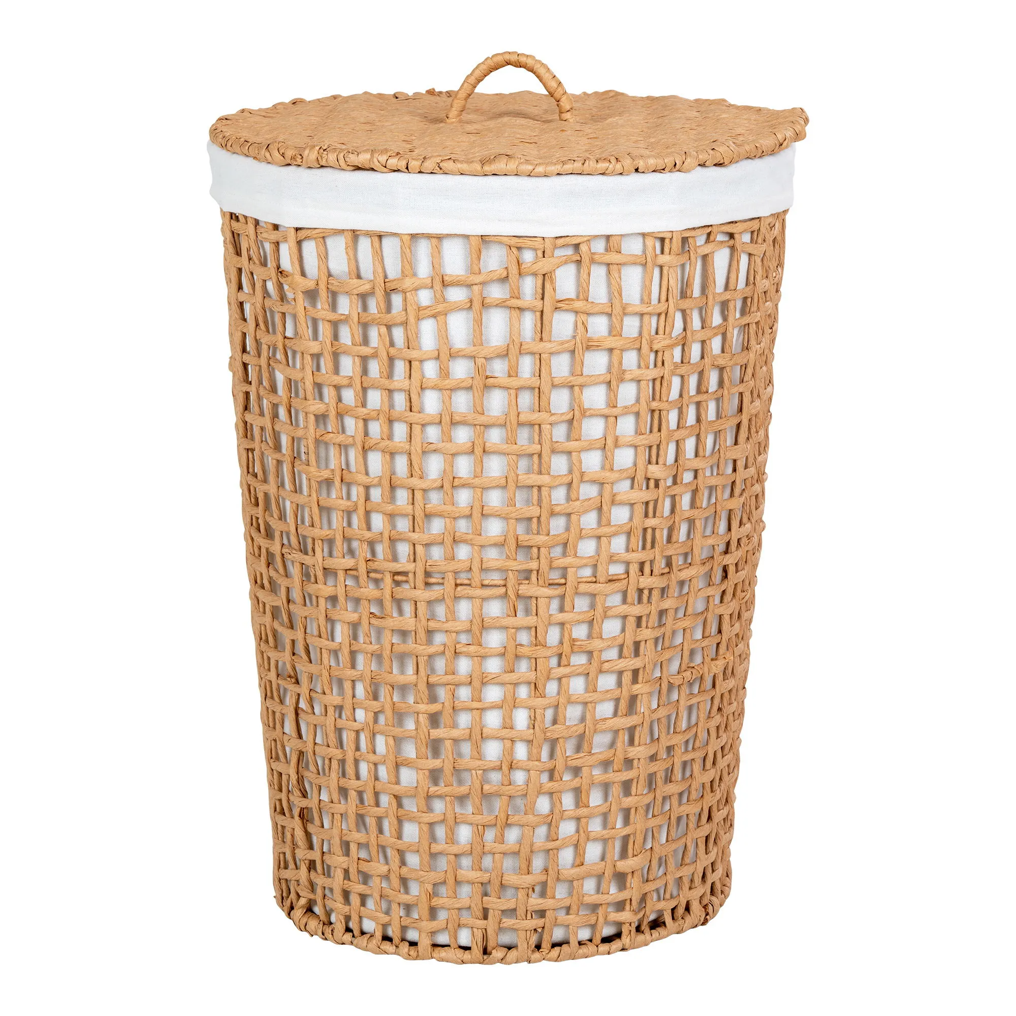 Kosz na pranie POMAL papier metal bawełna fi42x56 cm naturalny biały