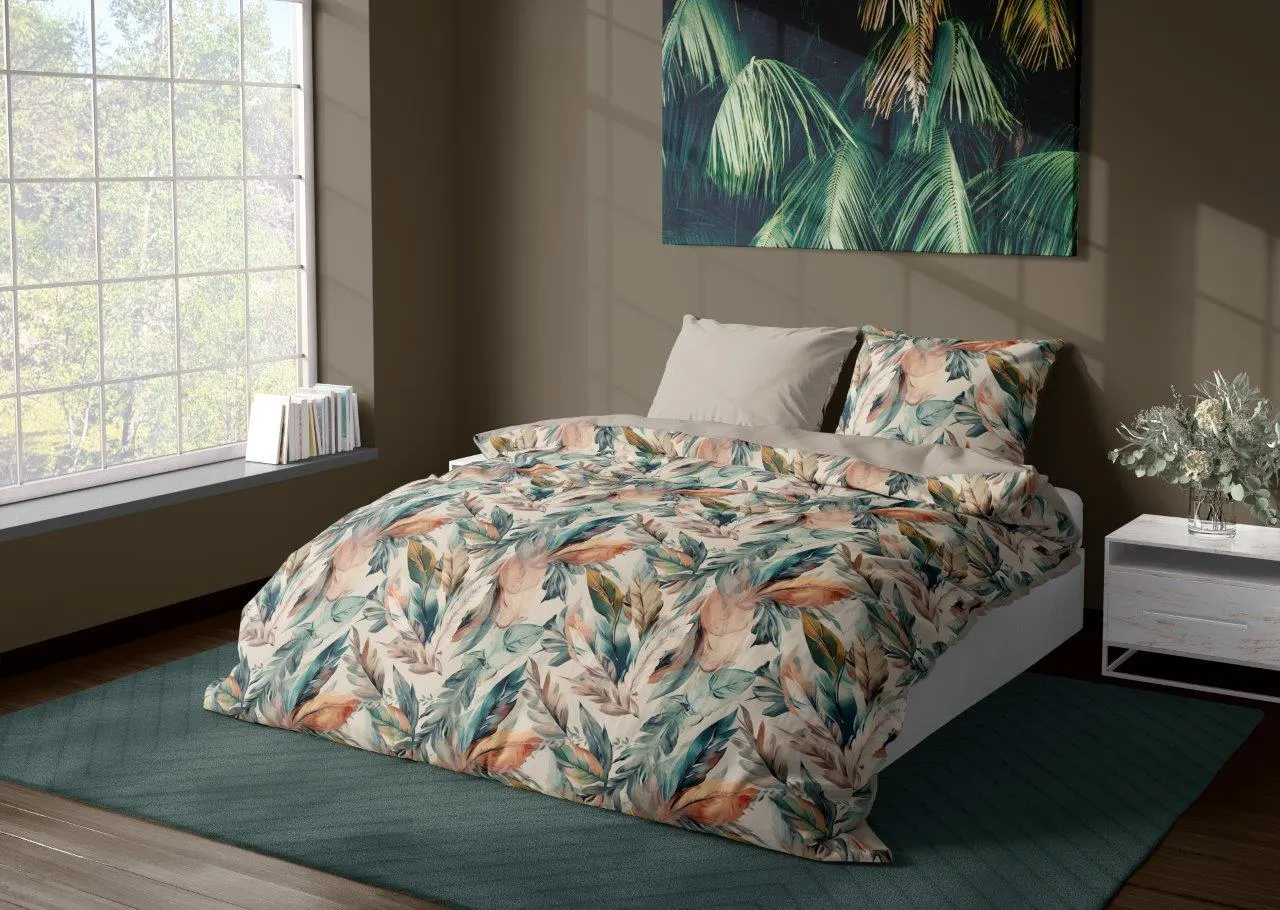 Pościel komplet MILAGRO VERDE 005 satyna bawełniana 160X200+2x70X80 zielona beżowa - FARO_29948