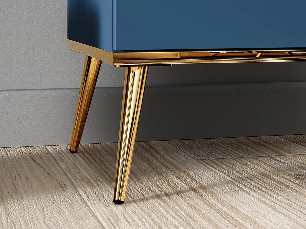 Witryna 1-drzwiowa z 2 szufladami MARINE 01 błękit ciemny, złoty - 1MARI01-001