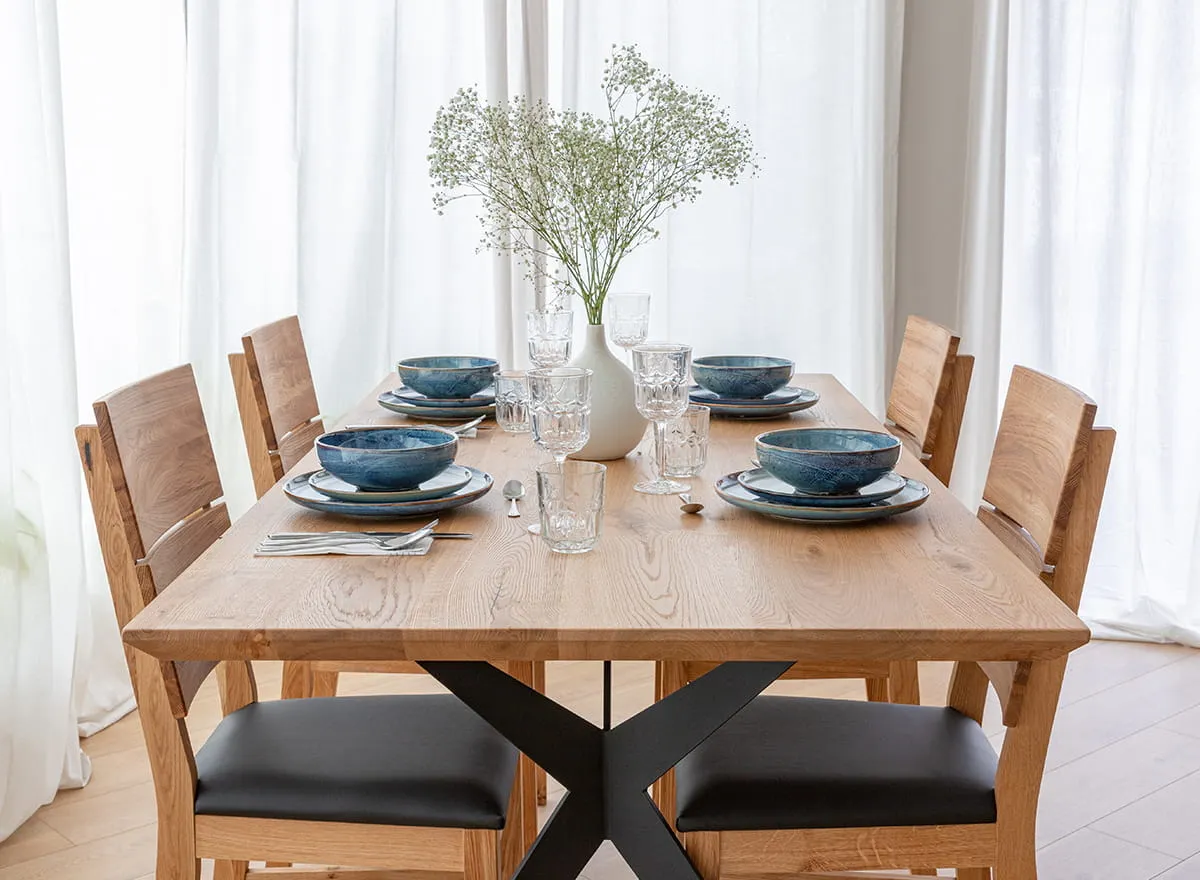 Stół dębowy na metalowych nogach CASERTA 200x100 blat 4cm - dąb olejowany, czarny - CASERTA100X200_4