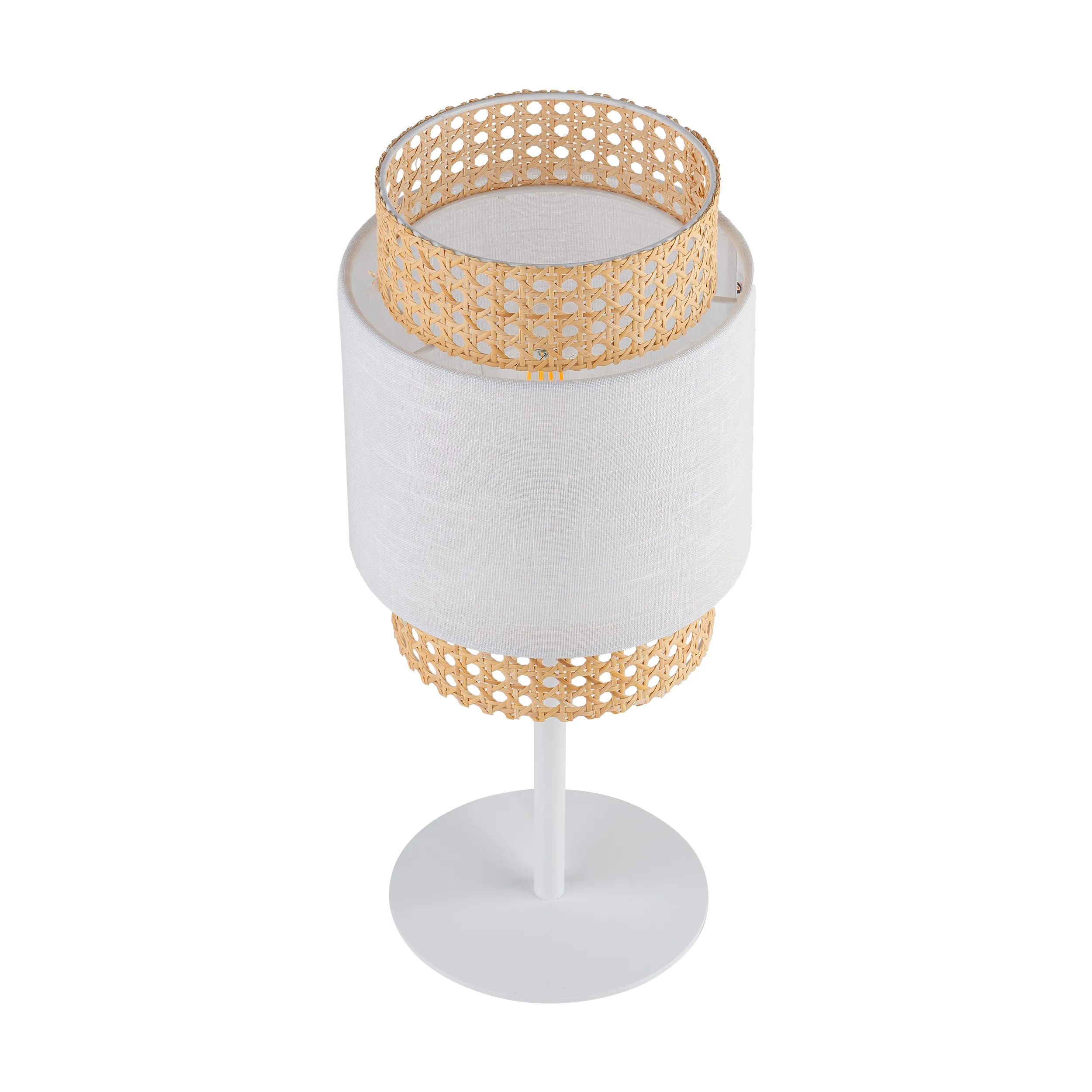 Lampka nocna BOHO biała z brązowym elementem z tkaniny plecionki 45x20cm - TK_6565