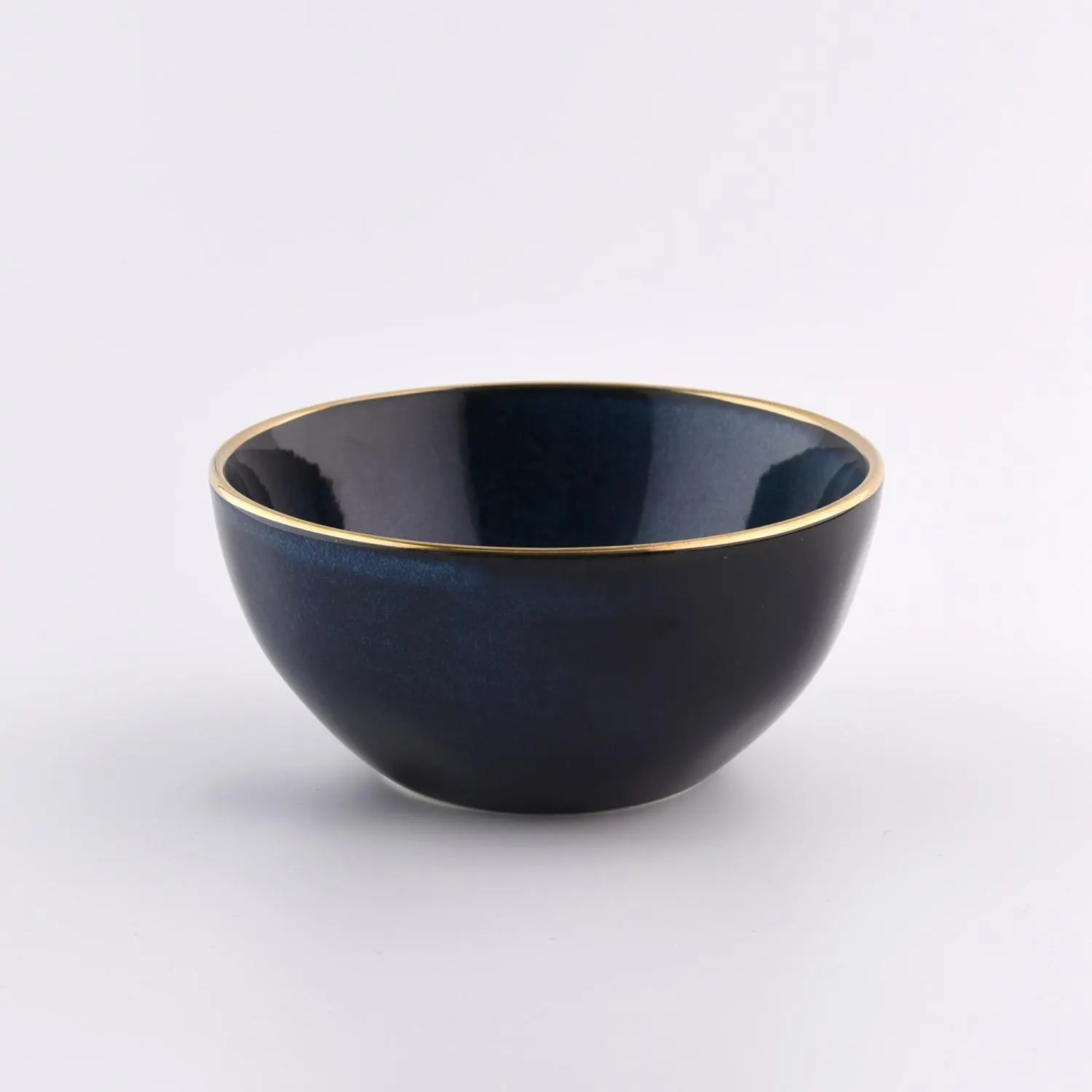 miska, ceramiczny, navy, złota obwódka, gładki kolor