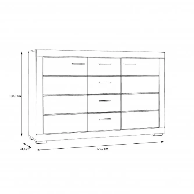 Komoda 2-drzwiowa z 4 szufladami SNOW - biały, chrom - SNWK36-C50