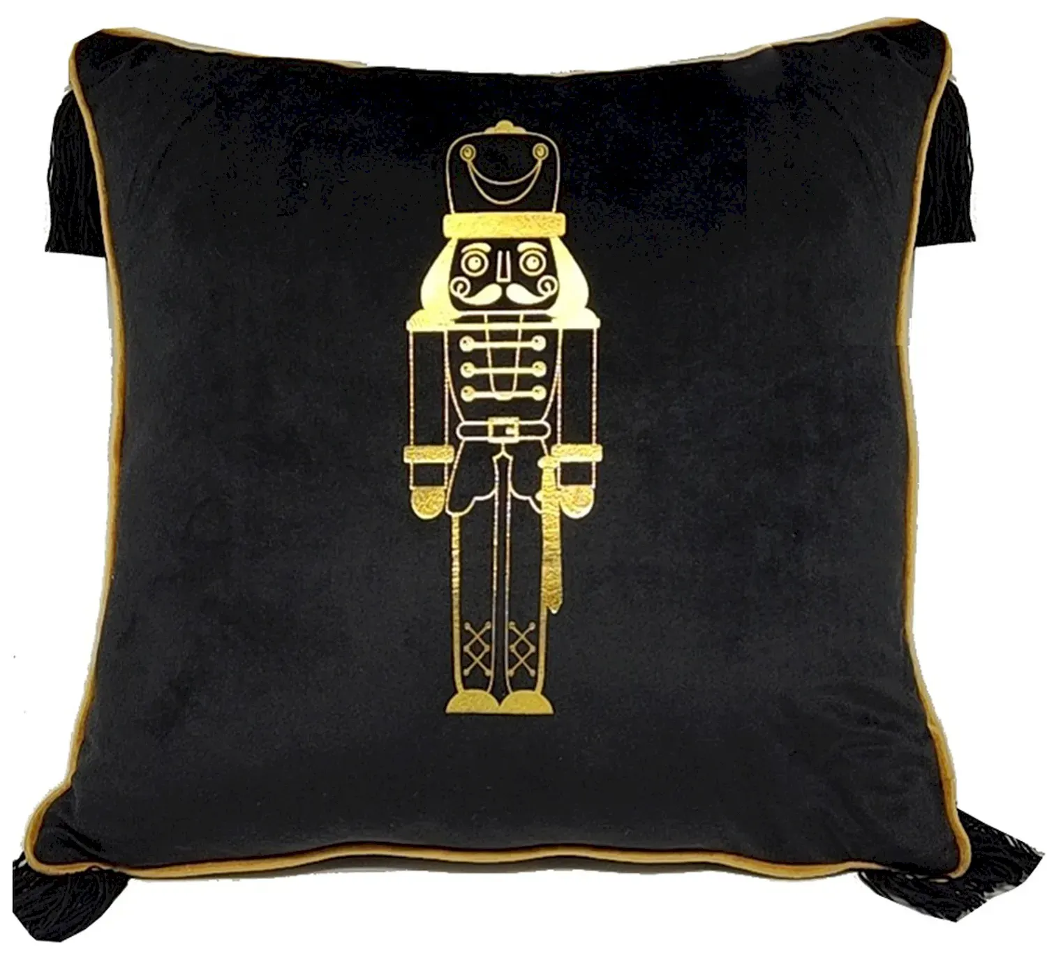 Poduszka świąteczna welurowa Z ŻOŁNIERZYKIEM 40x40 czarna