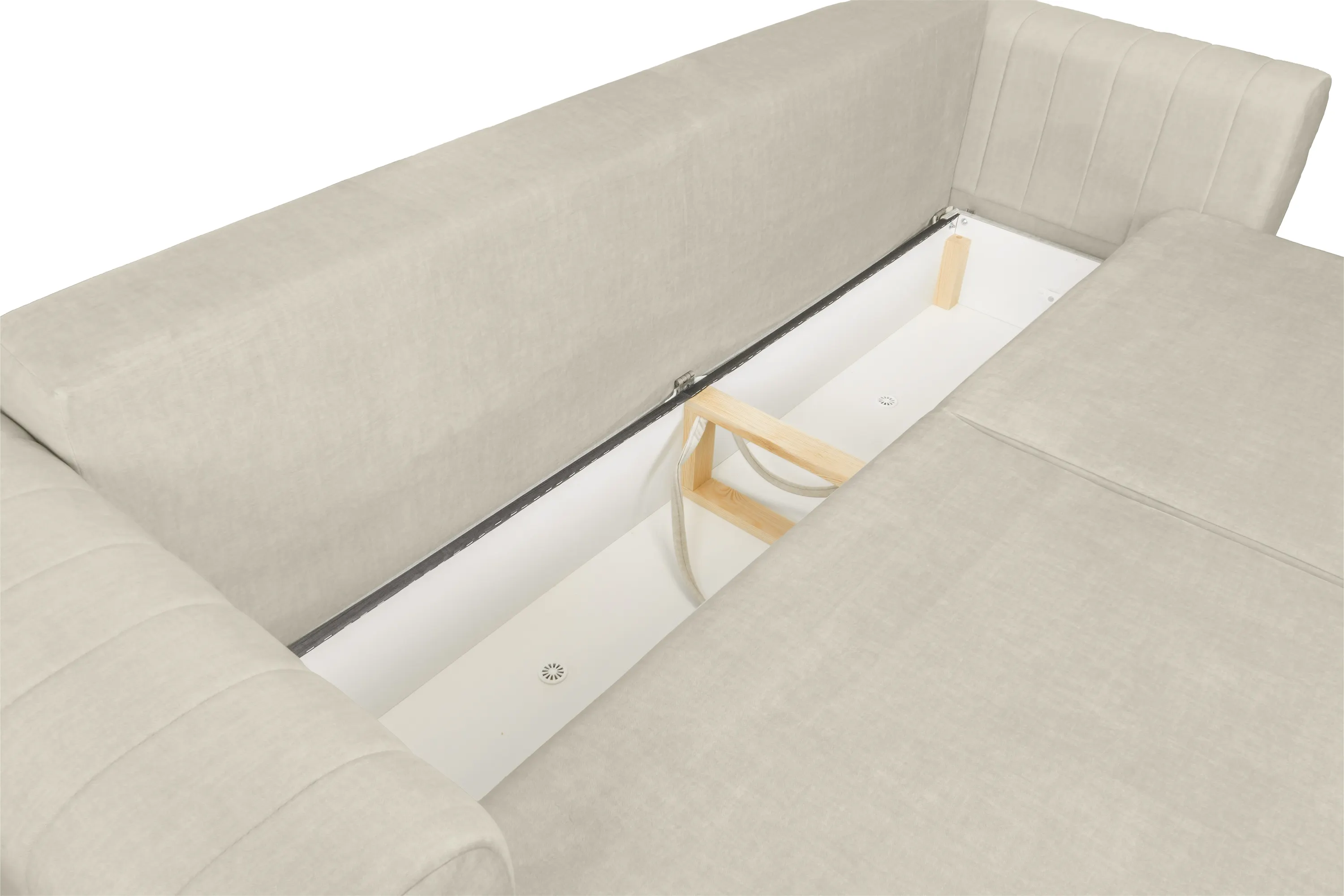 Sofa rozkładana LUZANO (Vogue 1) 250 cm z pojemnikiem kremowa - B_152829