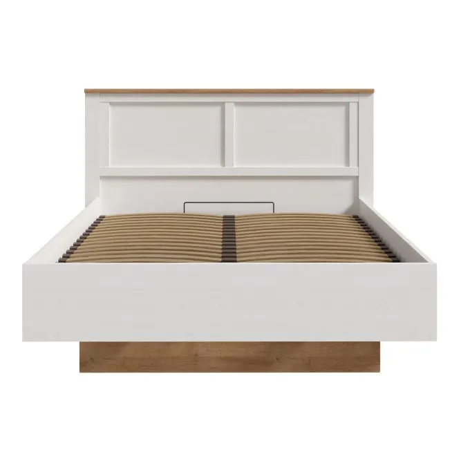 Łóżko ze stelażem CHISBURY 140X200 - dąb riviera, modrzew jasny sibu - BHLL3142-M482