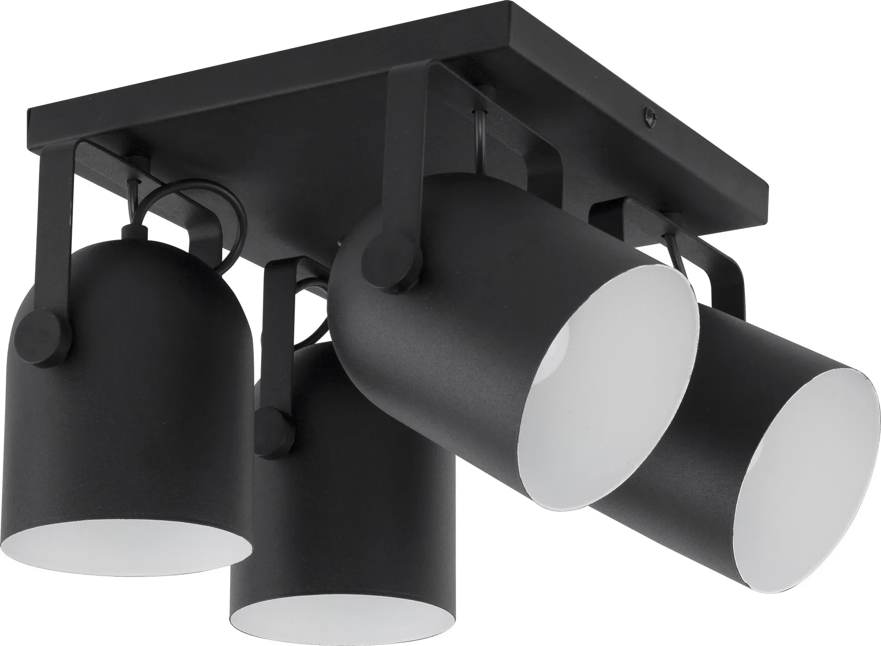 Lampa sufitowa SPECTRA czarna z białym wnętrzem regulowana na kwadratowej podstawie 34x20cm