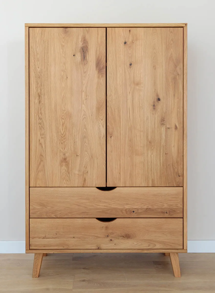 Bieliźniarka 2-drzwiowa z 2 szufladami SIMONA lity dąb olejowany - PRHSIM05