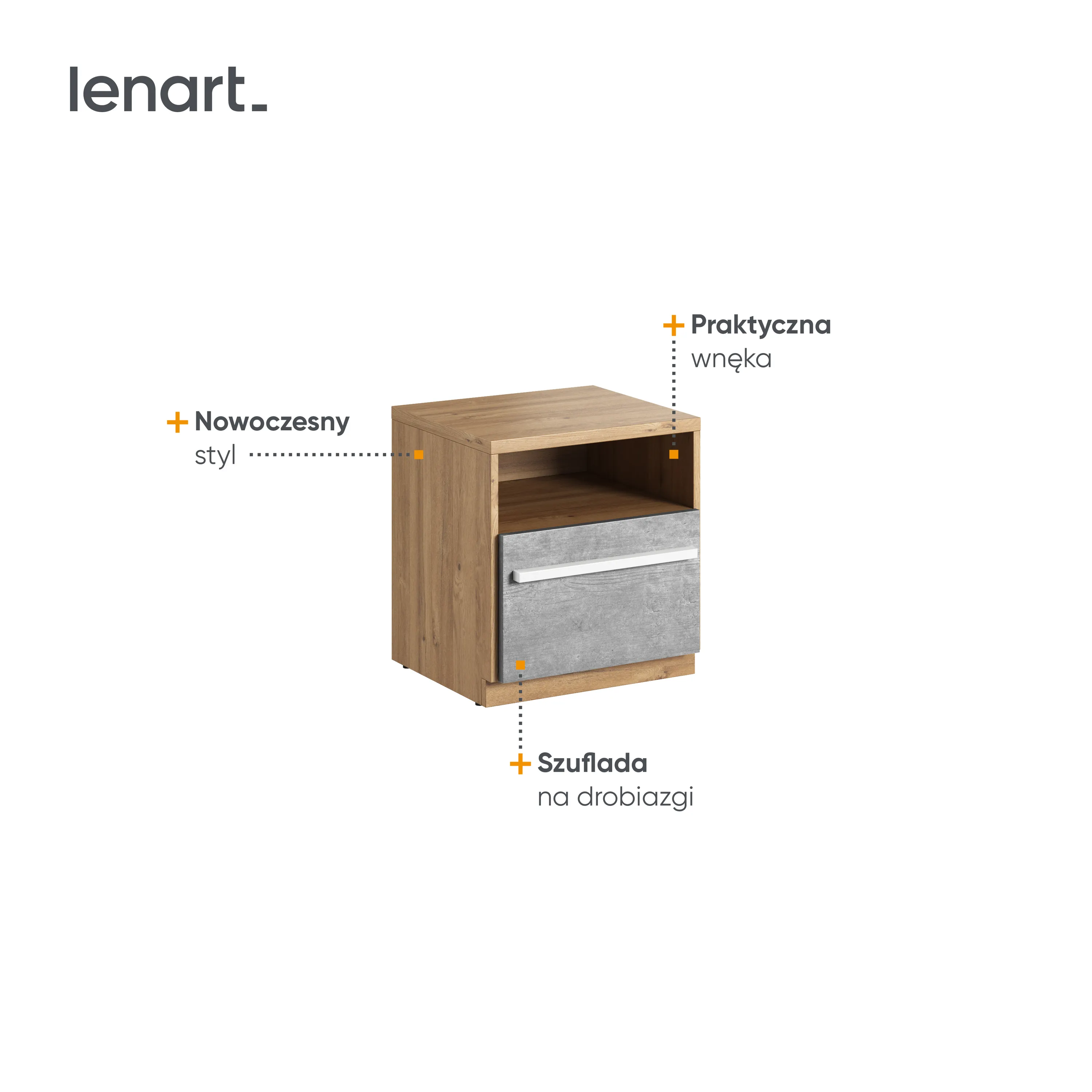 Szafka nocna Plano PN-09 dąb nash - PN9DBB