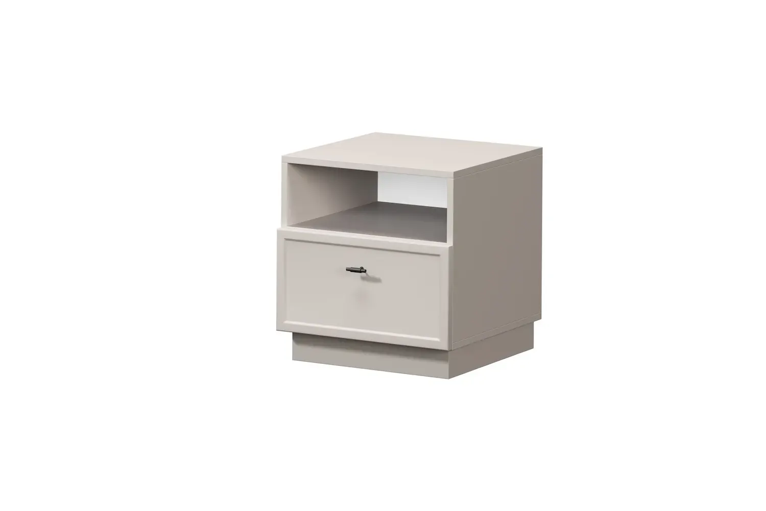 Szafka nocna z szufladą i półką LORINI 45 - cashmere uchwyt T-bar czarny cokół Szafka nocna z szufladą i półką LORINI 45 - cashmere uchwyt T-bar czarny cokół