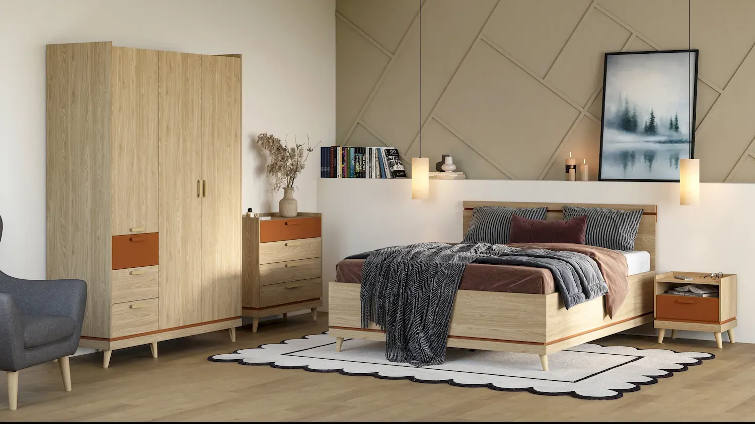 Łóżko z pojemnikiem SCANDI 52 180cm dąb ceglany — zdjęcie 4