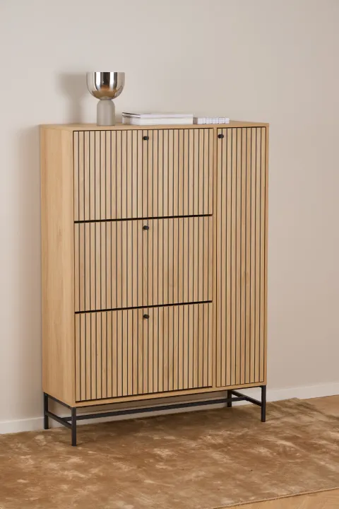 Szafka na buty 1-drzwiowa z 3 klapami ALBANY 2 efekt drewna 140x99x35 - H000024286