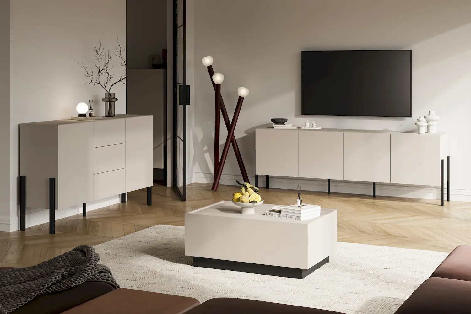 Stolik kawowy rozsuwany EKO 96 ze schowkiem kaszmir czarny - 24KWMJ96