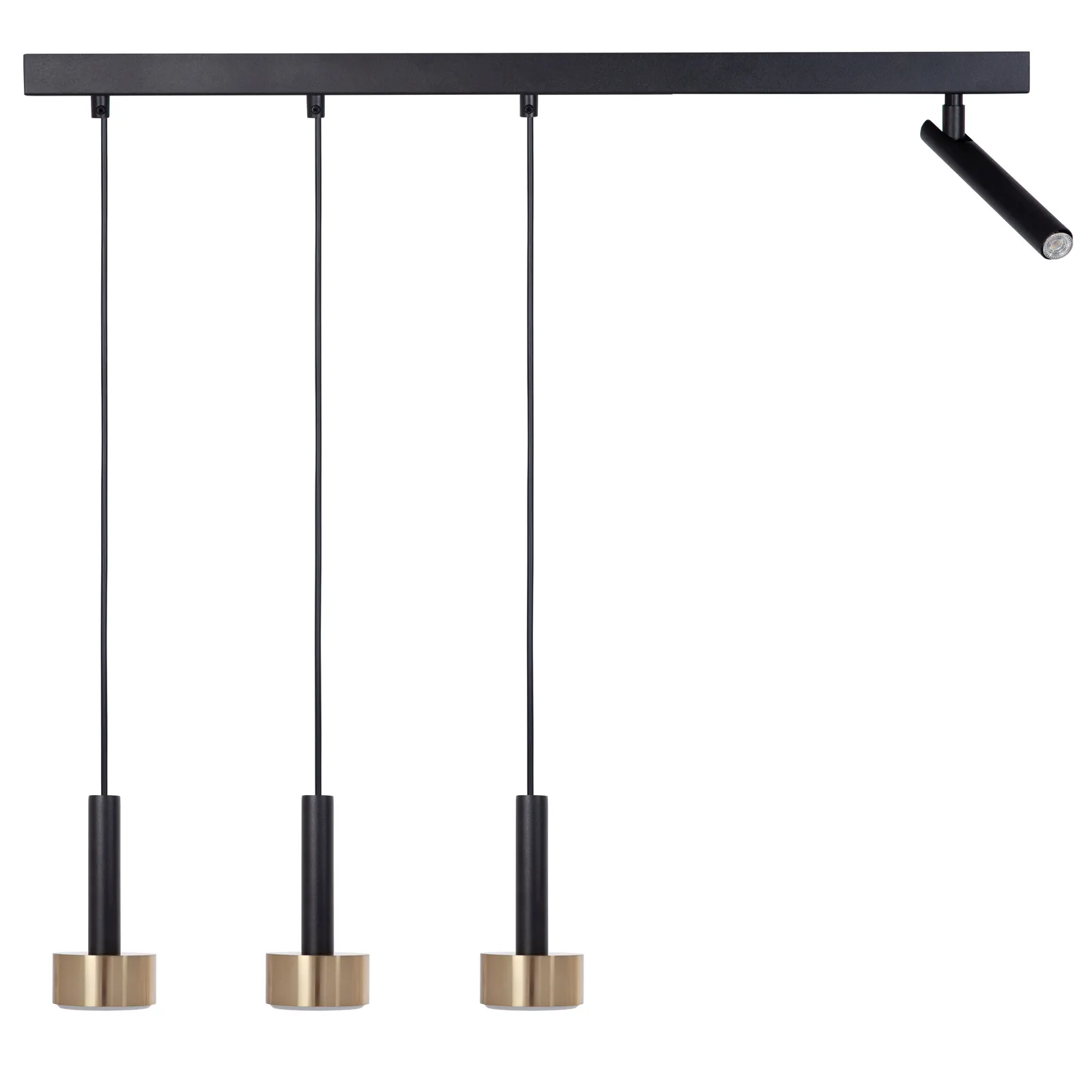 Lampa wisząca stalowa STAMP 3 + 1 plafon czarny złoty szczotkowany Lampa