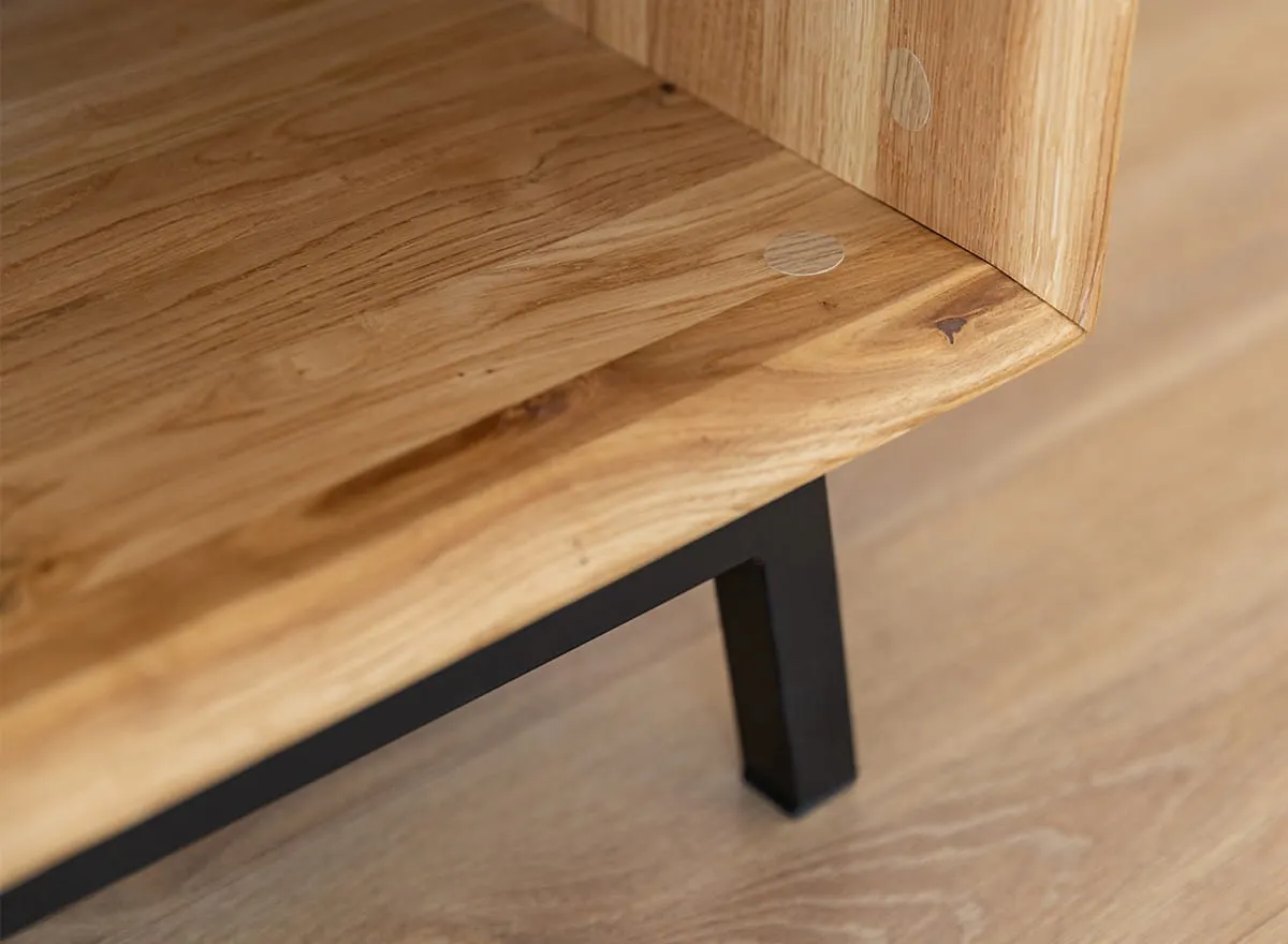 Stolik kawowy MODERN LOFT z półką 60x101 cm - dąb olejowany - PLMOL05D