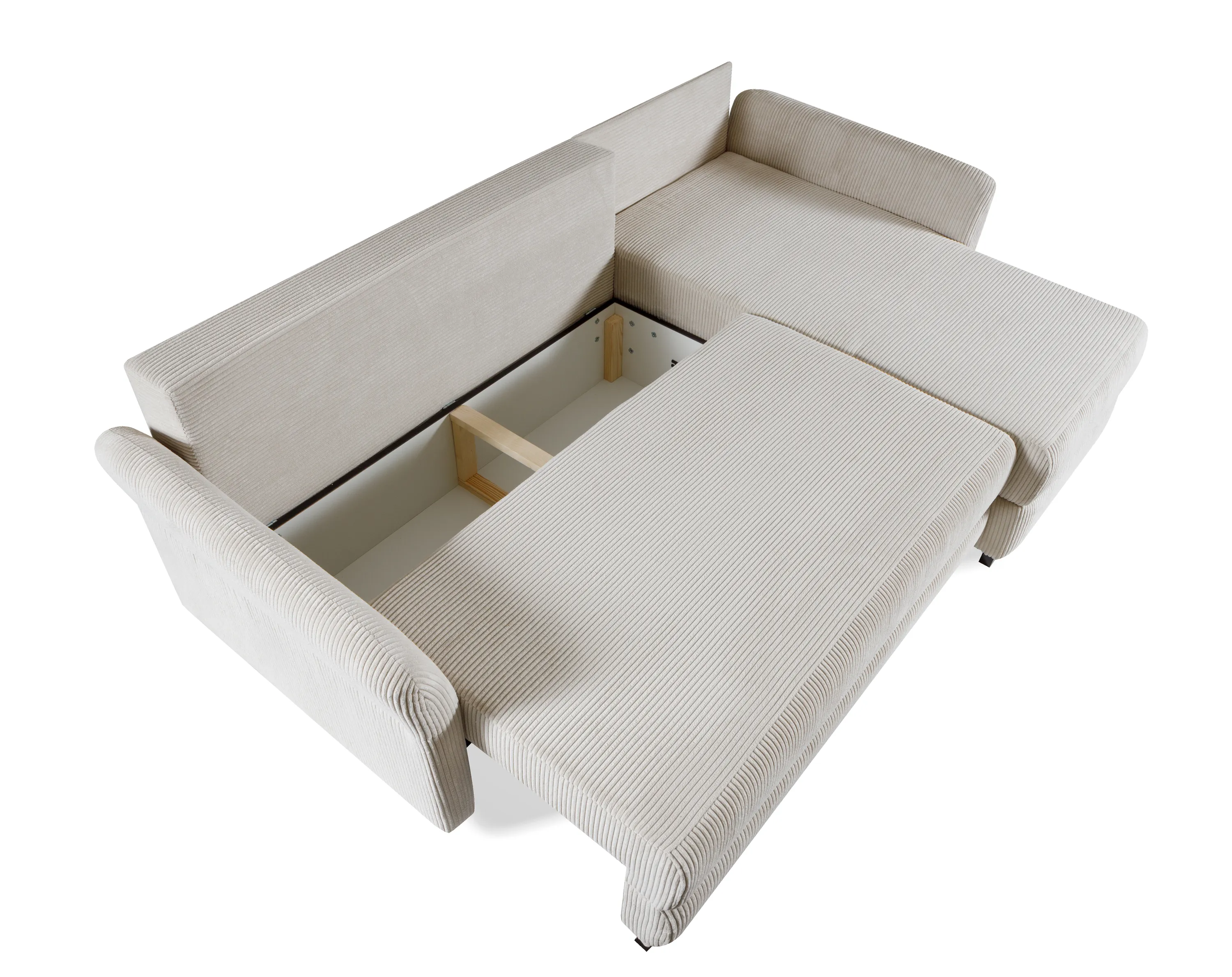 Narożnik rozkładany z pojemnikiem VOLT POSO 238 cm L/P beżowy - VOLT_POSO_100