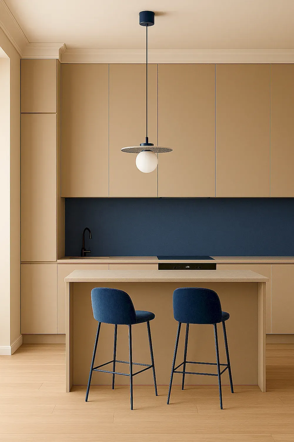 Lampa wisząca paska BOLL ceramika bolesławiecka granatowy kremowy - 8950