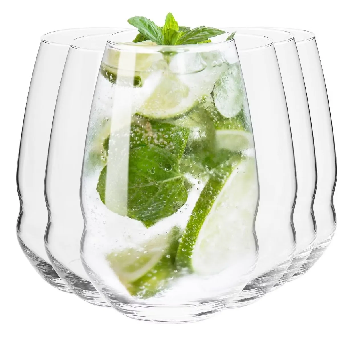 Zestaw 6 szklanek do napojów INEL 500 ml transparentny szklanki, kieliszki, napój, limonada, miętowy garnitur