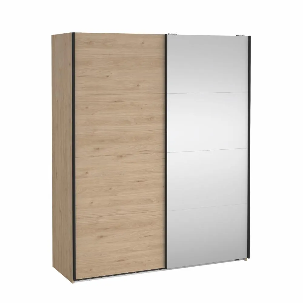 Szafa przesuwna 2-drzwiowa z lustrem BERGAMO 180 x 220 cm Jackson Hickory - TV_65200/08HLHLMI