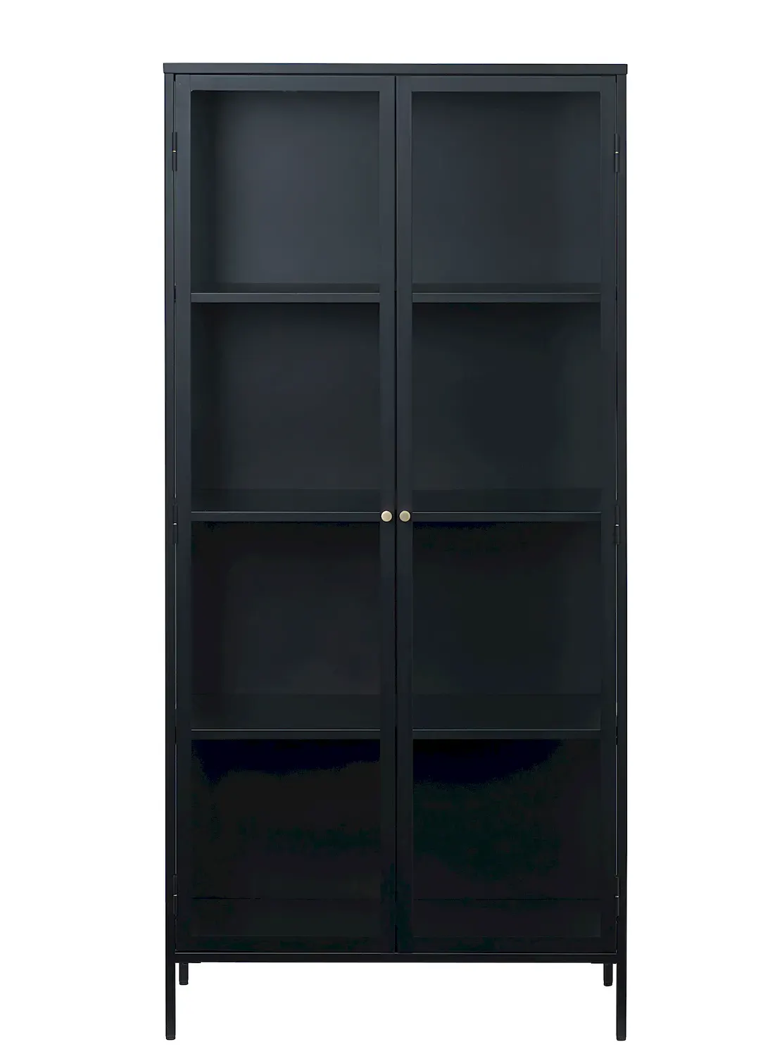 Witryna wysoka CARMEL 2-drzwiowa z przeszklonymi drzwiami i bokami W190 cm - czarna - UN_42040600