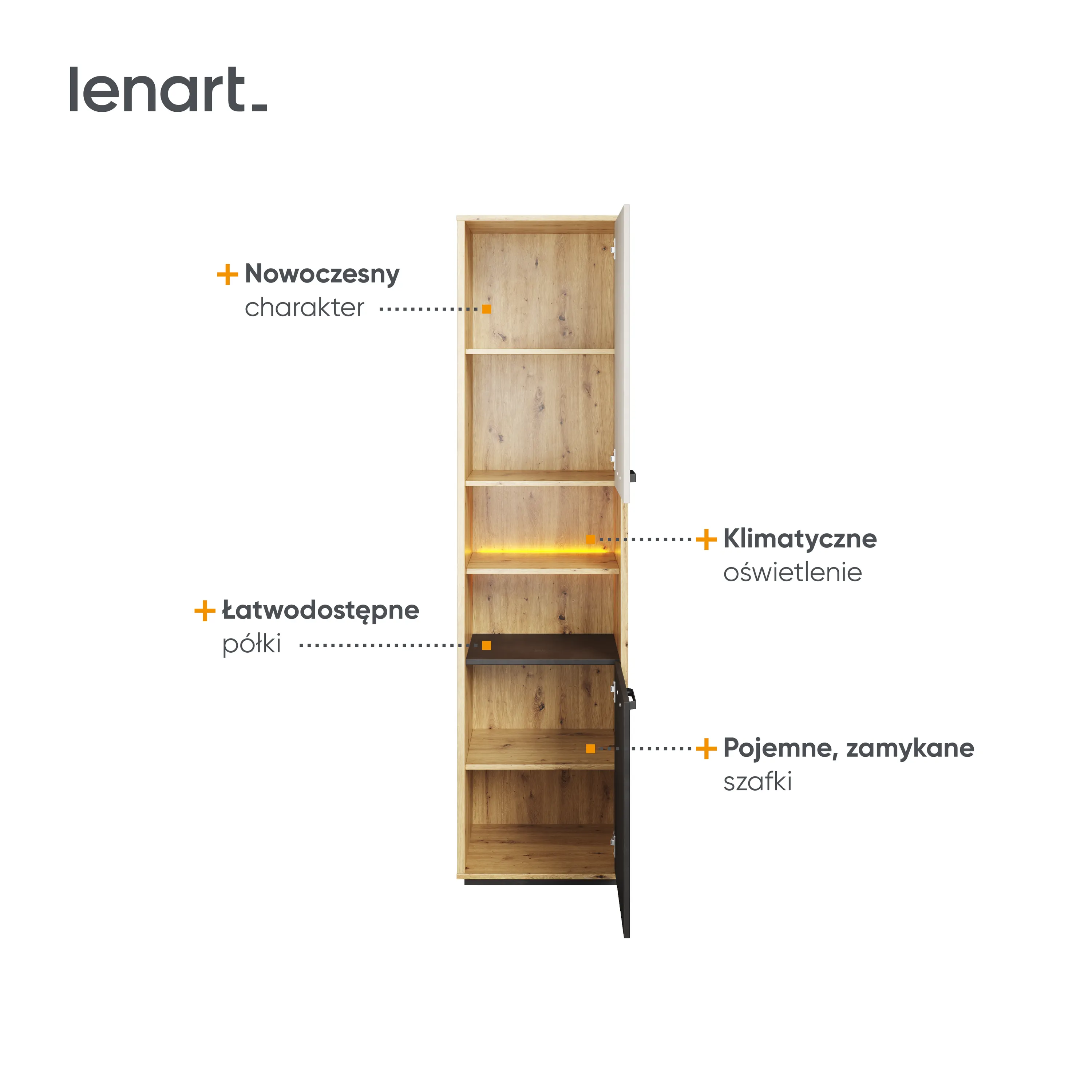 Szafka LED Qubic QB-04 dąb artisan - QB4DAR