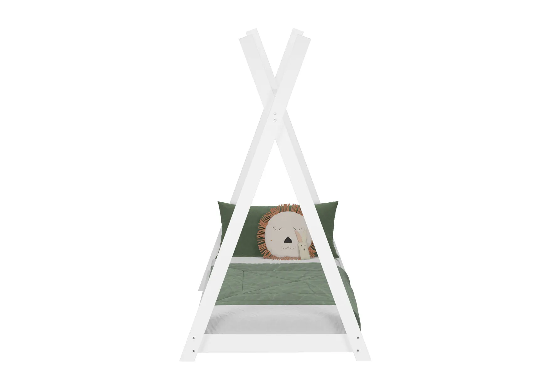 Łóżko drewniane tipi TENT 90x200 bukowe białe - LTENTBIA90