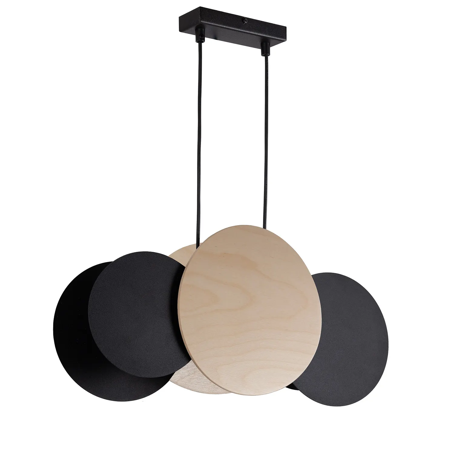 Lampa wisząca TOLA 3 czarna efekt drewna
