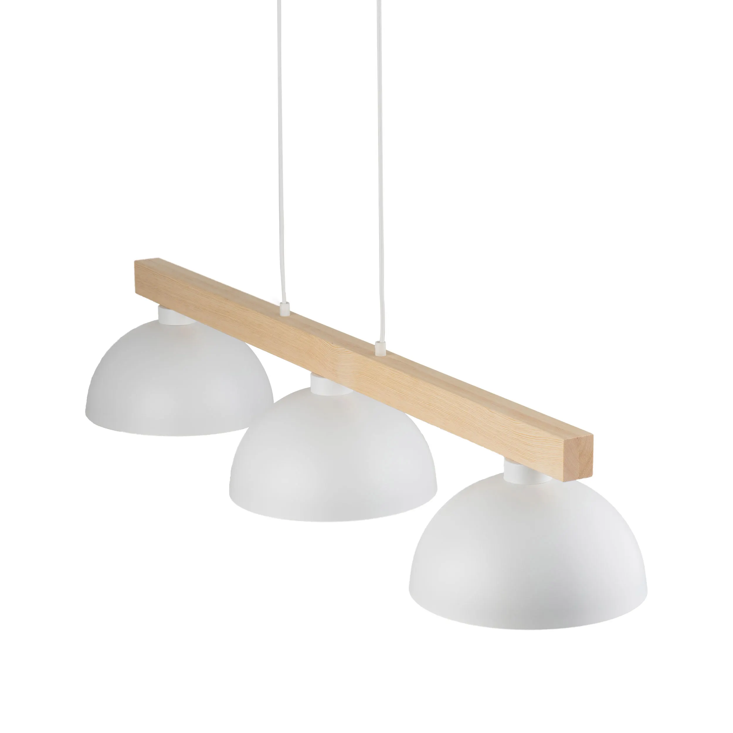 Lampa wisząca OSLO biała na drewnianej listwie potrójna 118x115x27cm - TK_4712