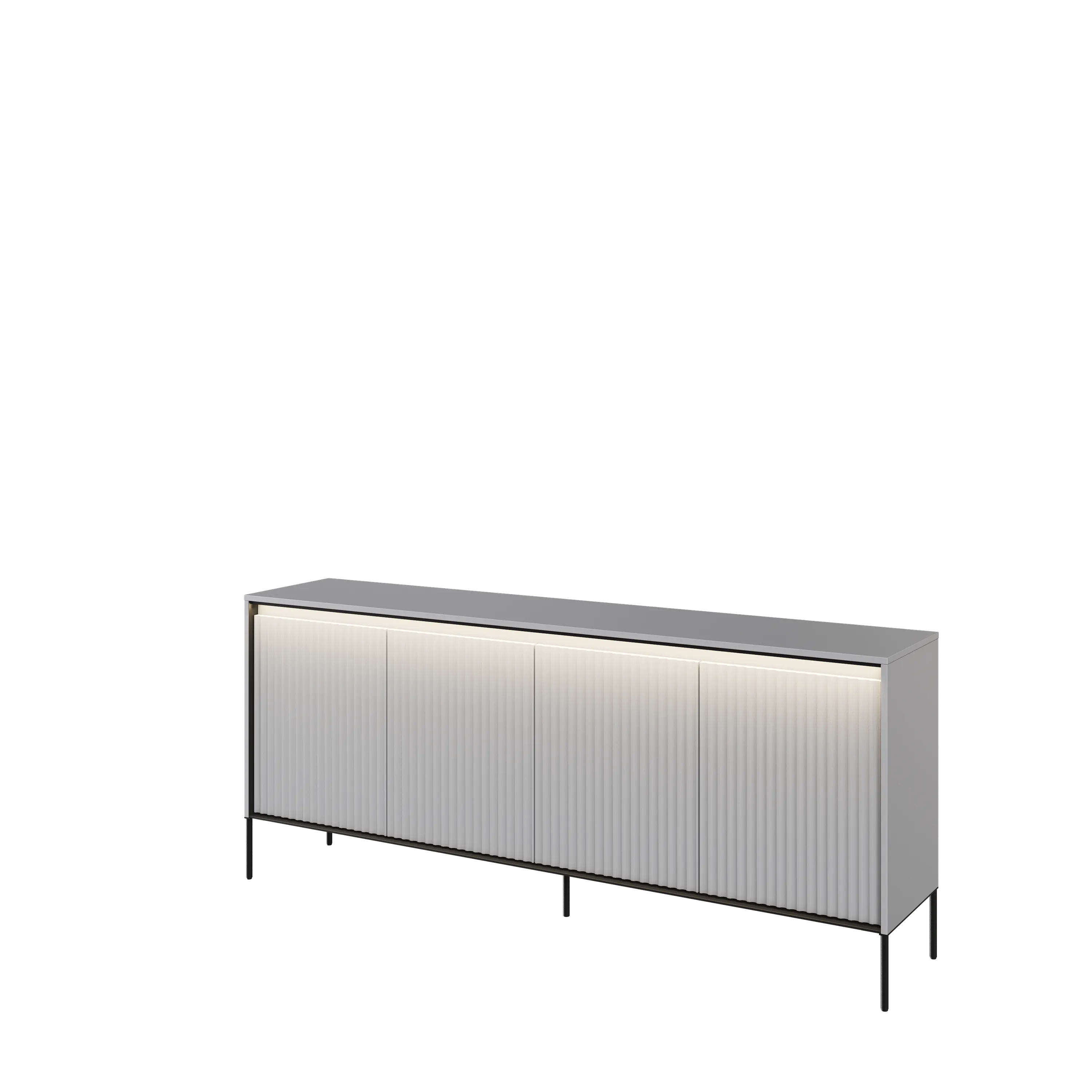 Komoda z oświetleniem TREND TR-04 4D ryflowana szary/czarny - TR4SC-V2
