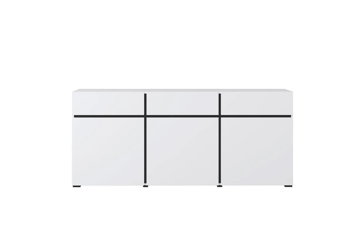 Komoda 3-drzwiowa z szufladami CROSS 180 cm biało-czarna - 249WMY43