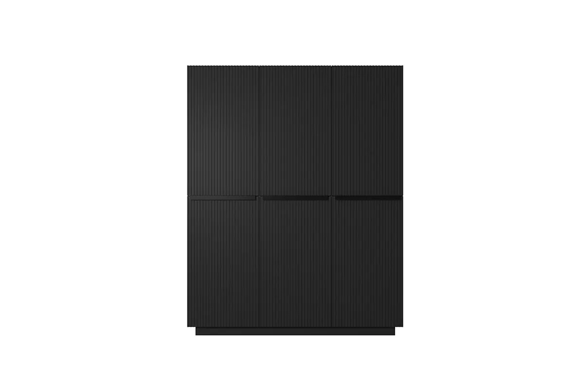 Szafa 3-drzwiowa NICOLE 150 z półkami i drążkiem - czarny mat - cokół - B_148437