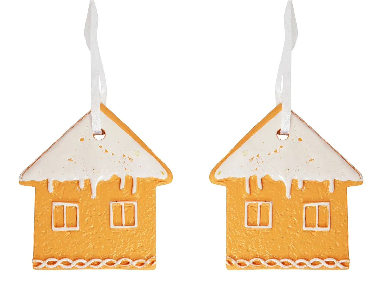 Komplet 2 zawieszek DOMKI PIERNIKOWE 1087 pomarańczowy biały Komplet 2 zawieszek DOMKI PIERNIKOWE 1087 pomarańczowy biały