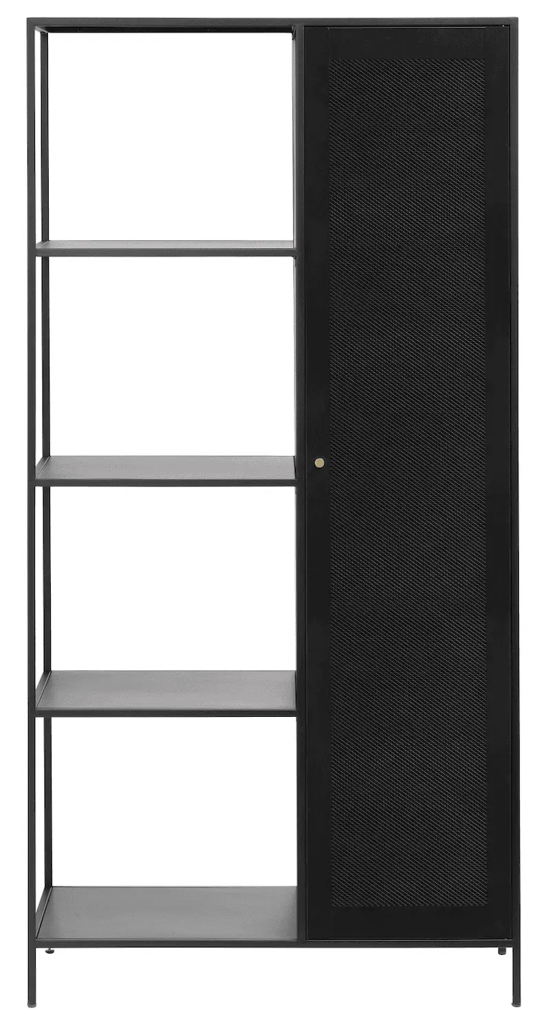 Regał wysoki MALIBU 1-drzwiowy czarny/złoty Regał wysoki MALIBU 1-drzwiowy czarny/złoty