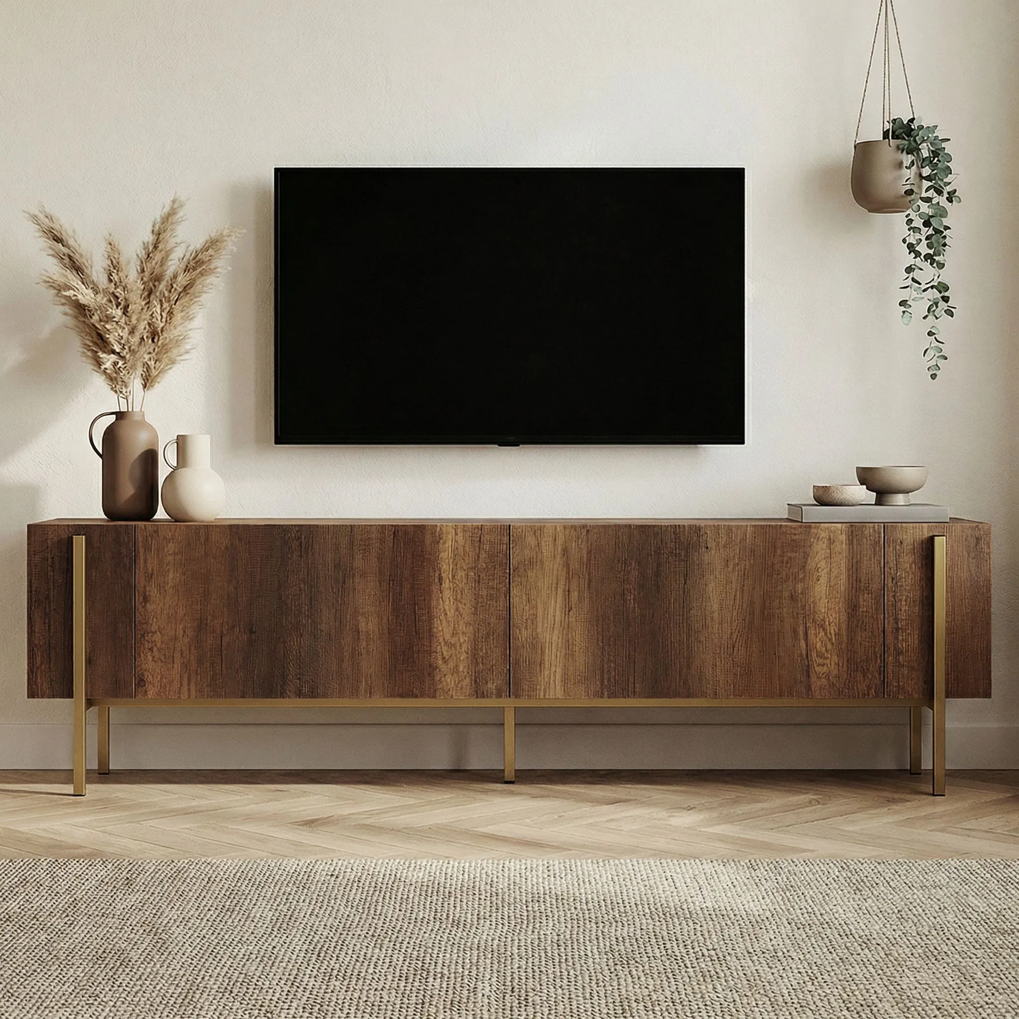 image telewizor, tv, meble drewniane, konsola, konsola rtv