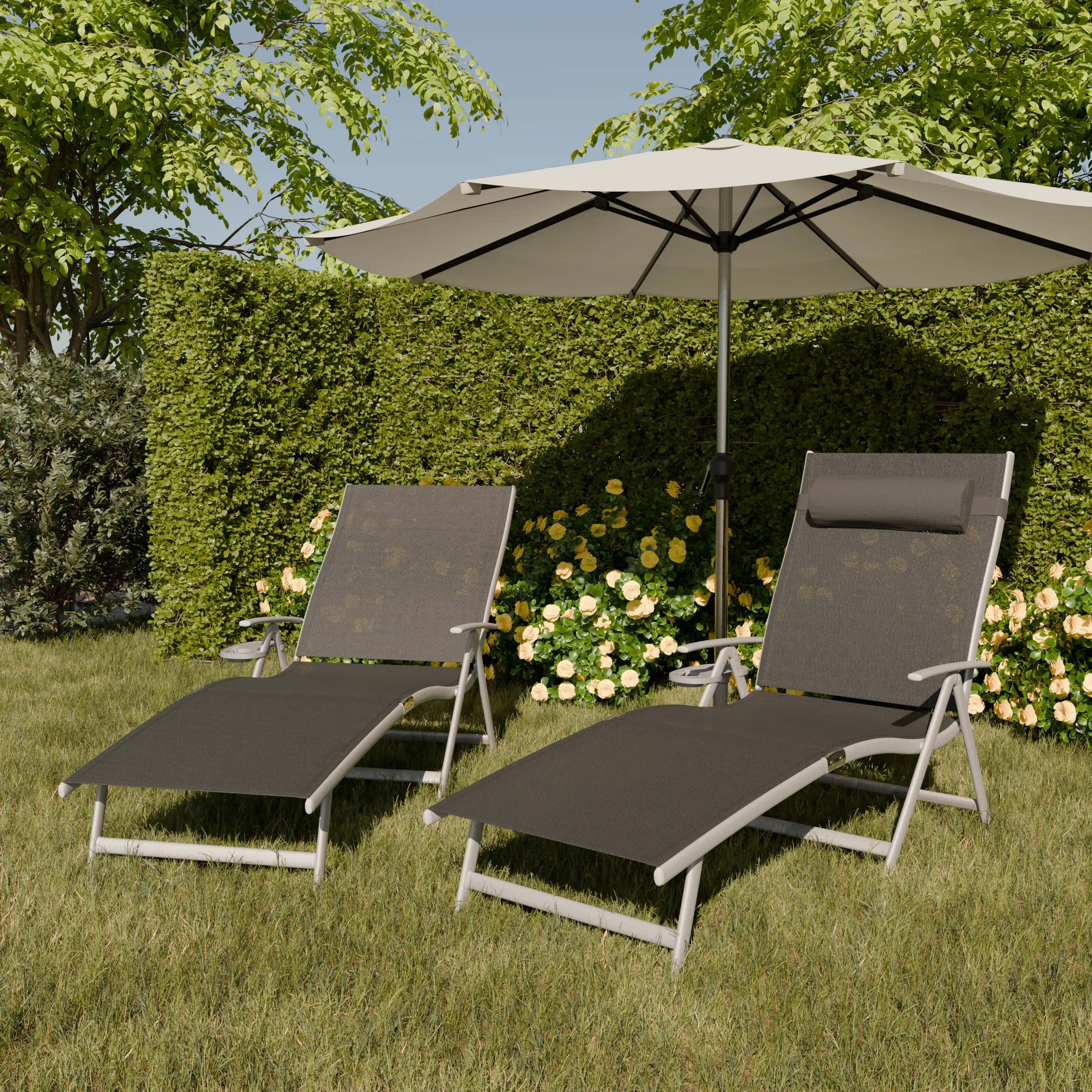 Leżak ogrodowy składany TARDY 182 cm aluminiowy czarny Zenjoy - TARDY_CZARNY