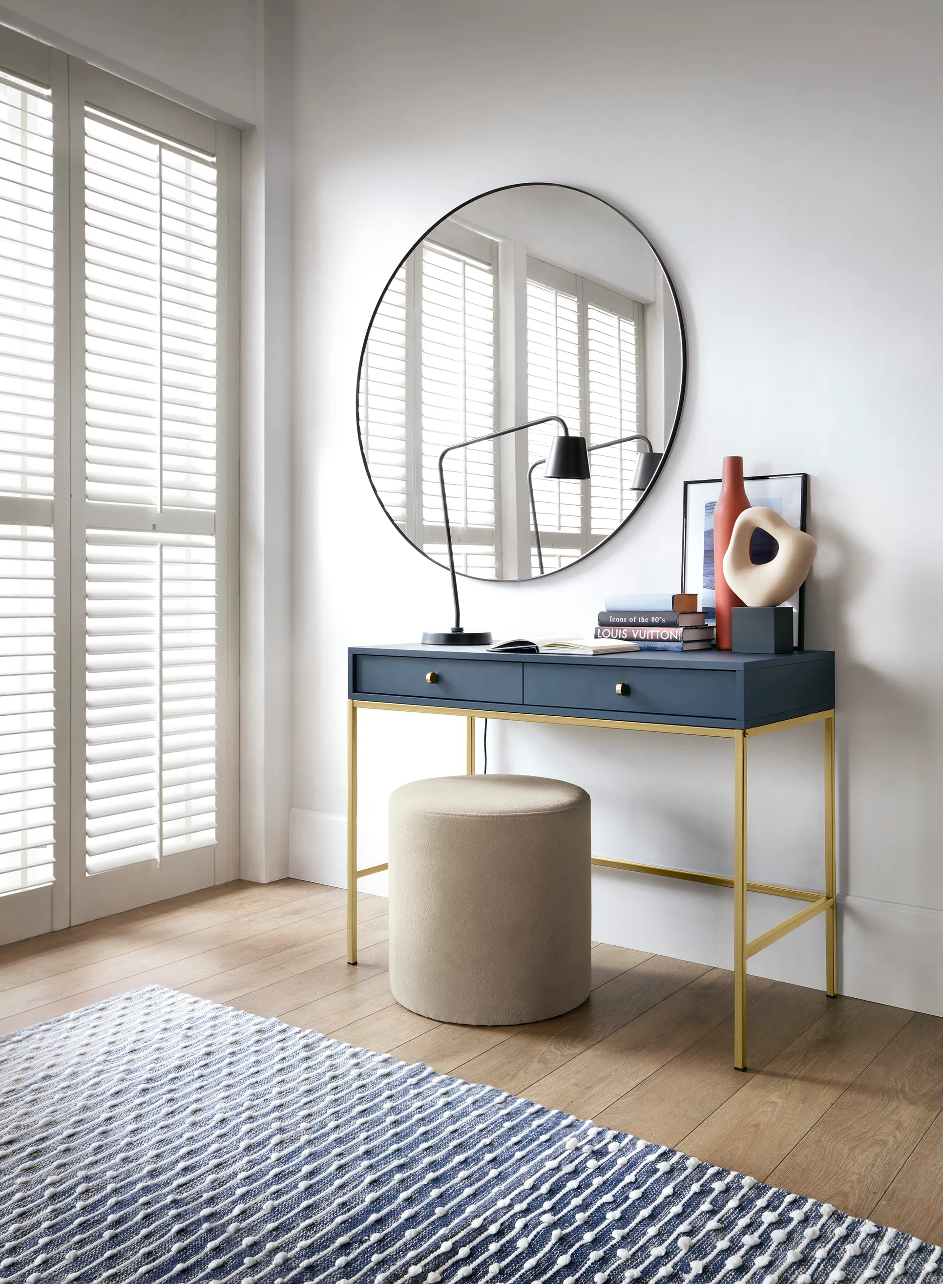 Toaletka z 2 szufladami MONO Granatowy, Złoty - MONO_MT104_GRZL