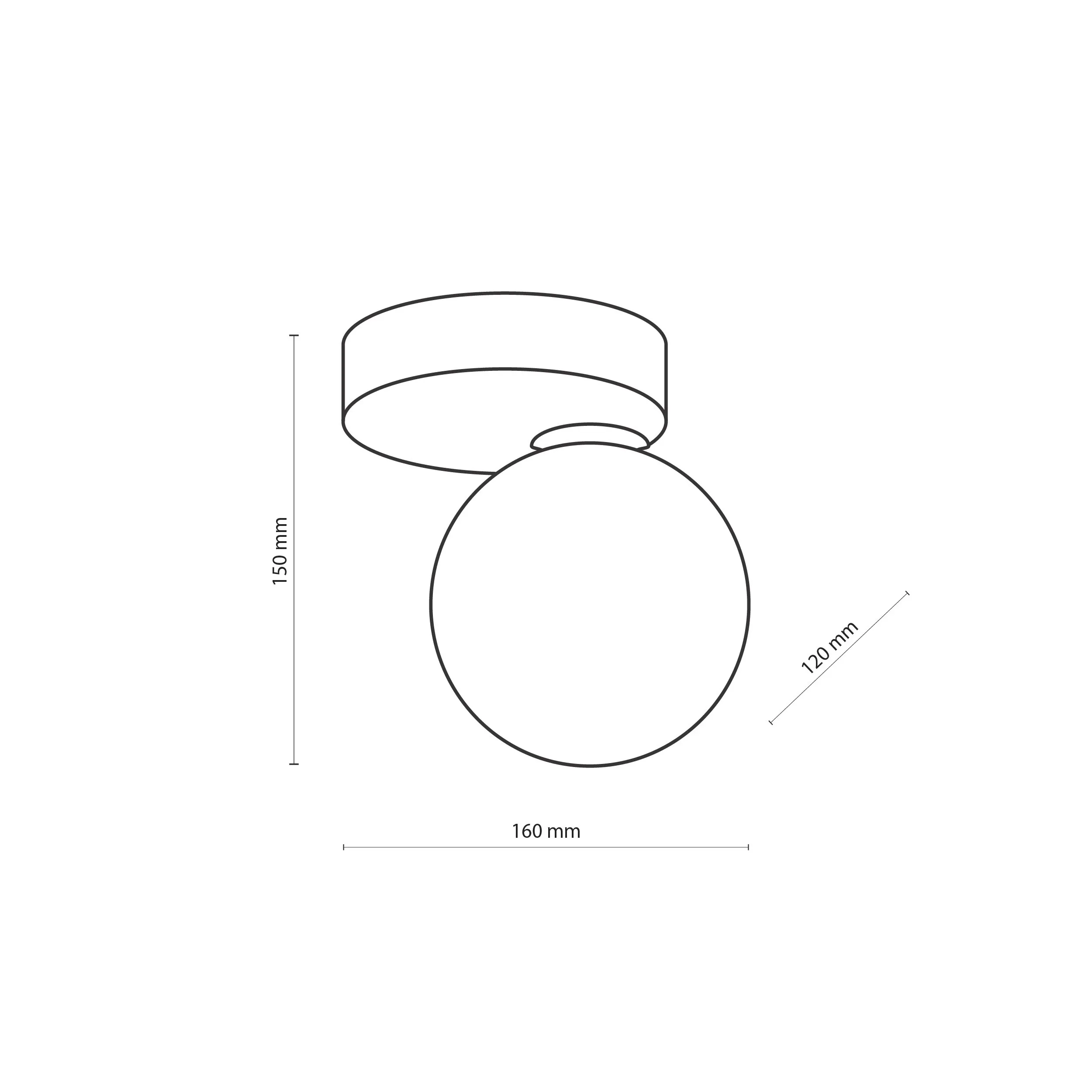 Lampa sufitowa BIANCA czarna z białym okrągłym szklanym kloszem 16x15x12cm — zdjęcie 10