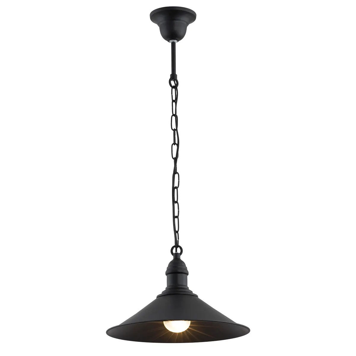 Lampa wisząca ERBA metalowa czarna na łańcuchu okrągła 115x29cm Lampa wisząca ERBA metalowa czarna na łańcuchu okrągła 115x29cm