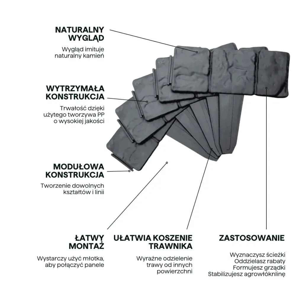 Obrzeże ogrodowe trawnikowe CULTIVO (10szt.) imitacja kamienia 25x23 - FG006764