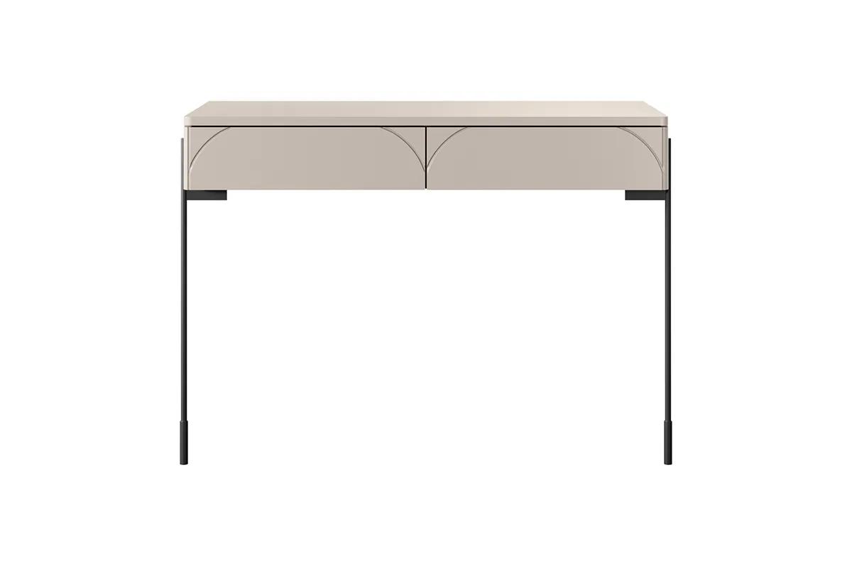 Toaletka - konsola z 2 szufladami SONATIA 100 - kremowy - czarny stelaż - B_149184