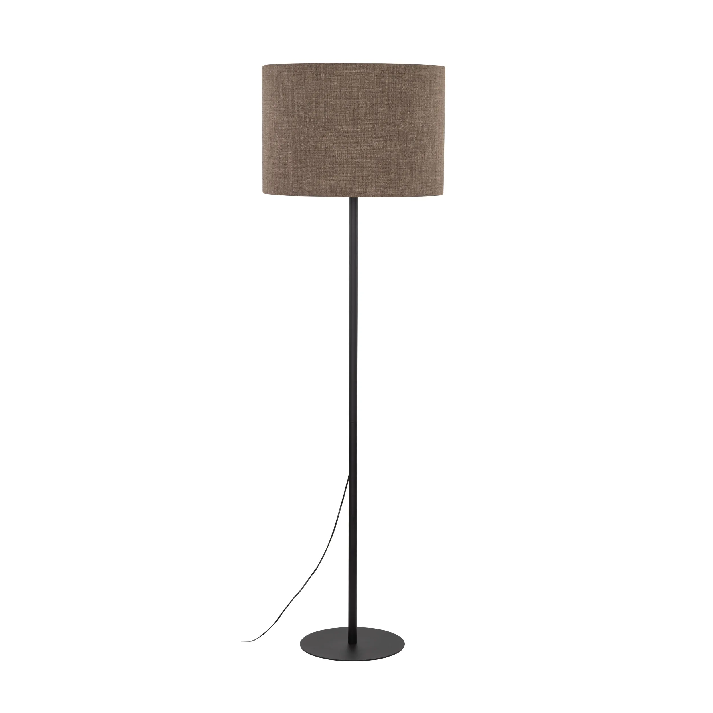 Lampa podłogowa EARTH czarna z brązowym okrągłym abażurem 165x50cm - TK_16013