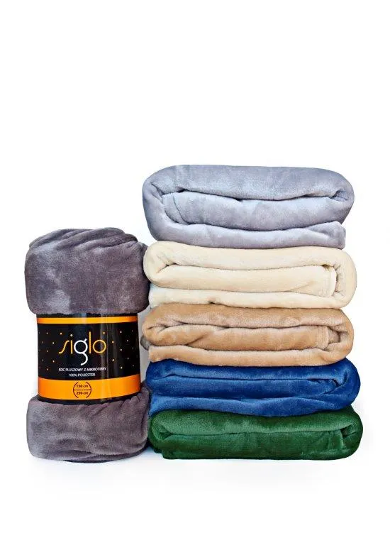 Koc pluszowy SIGLO 220X200 mikrofibra 240g/m2 srebrny - FARO_22602