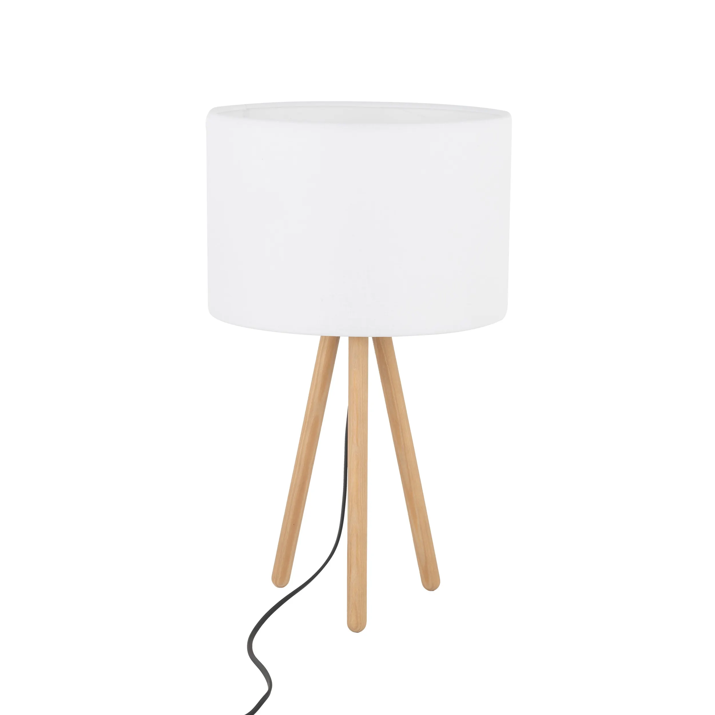 Lampka nocna TOKYO biała na jasnych drewnianych nogach 52x30cm