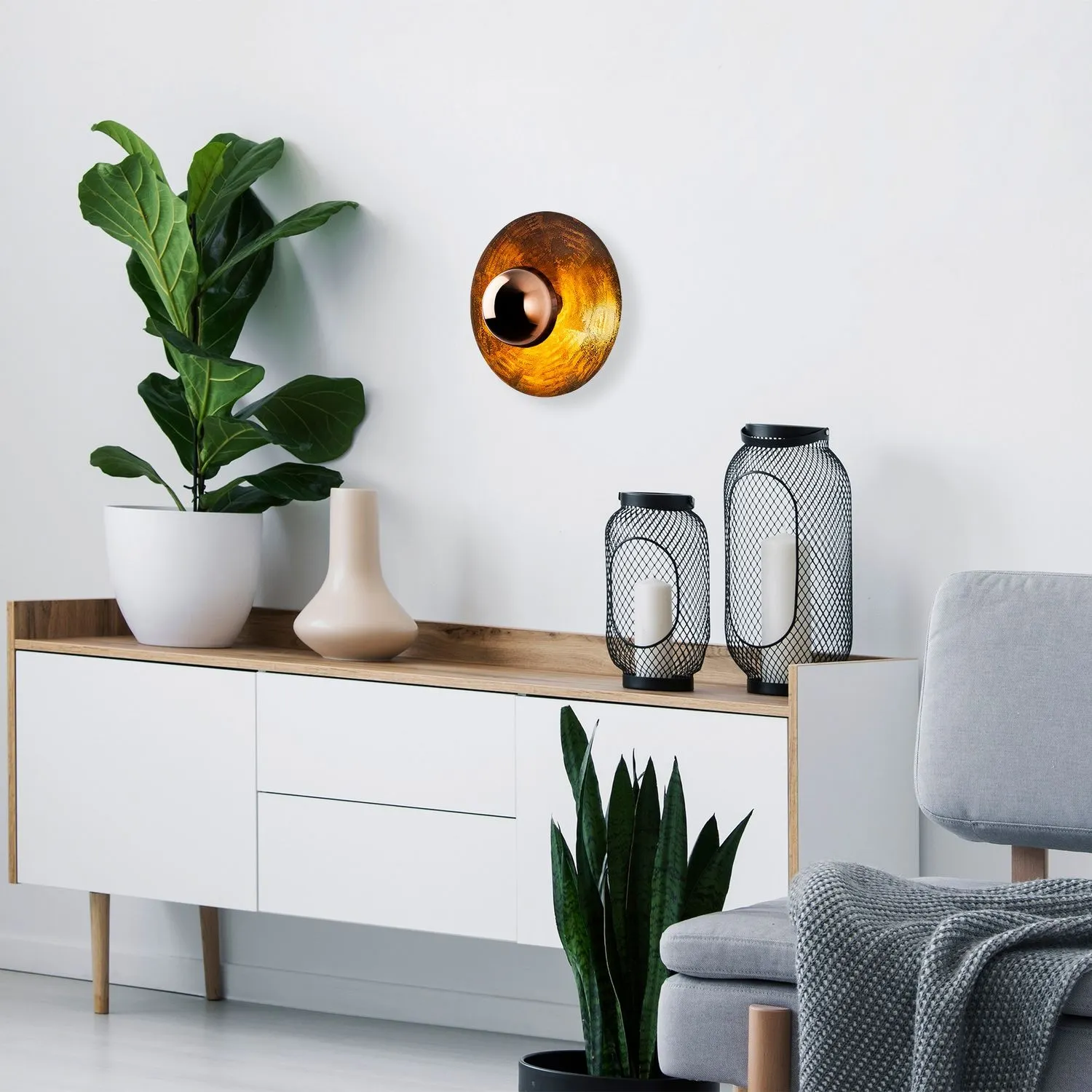 Lampa ścienna kinkiet KURT 38x38cm kolor miedziany - ASI_942FLG1873