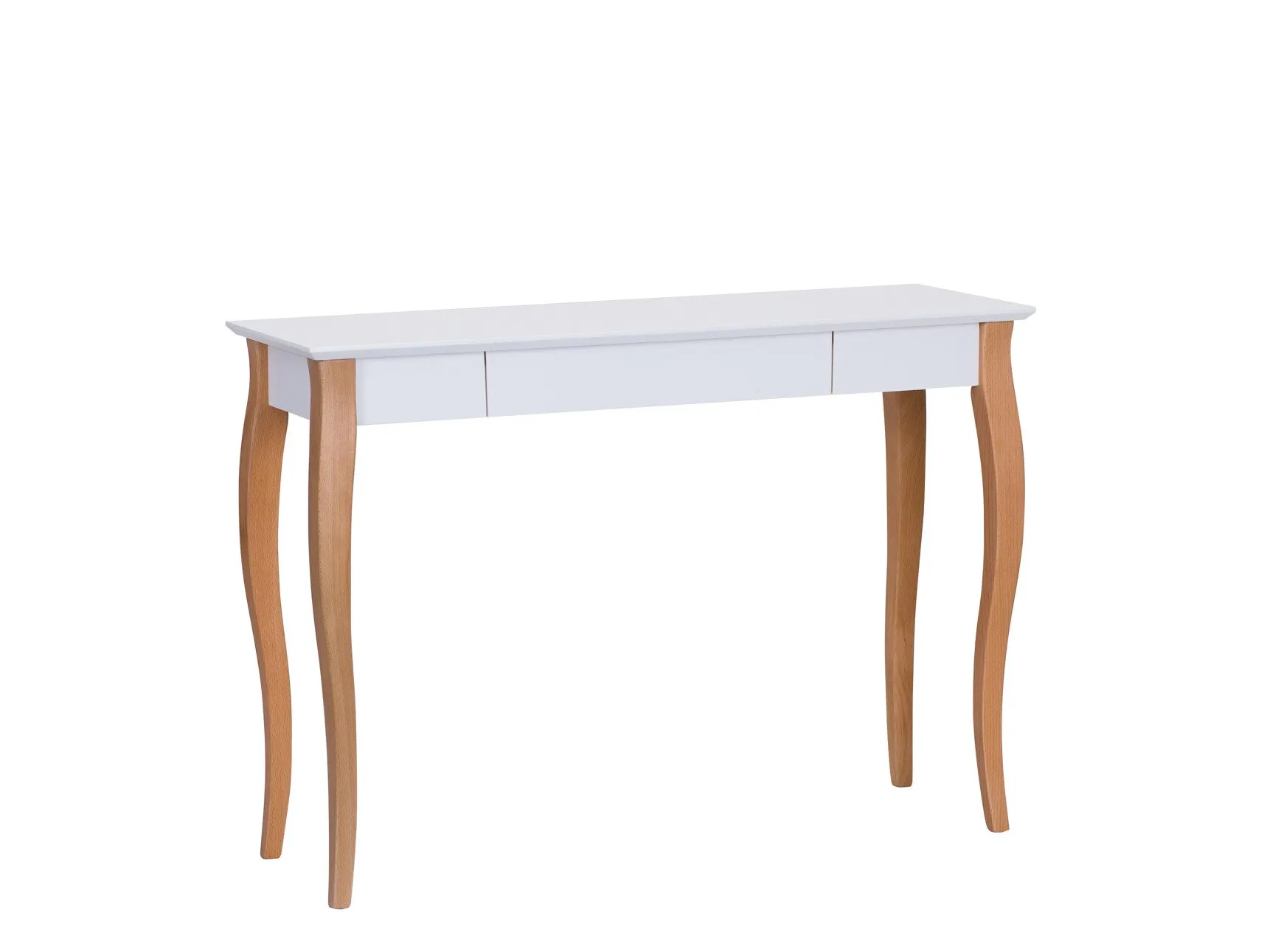 Biurko z szufladą LILLO 105x40 biały blat/drewniane nogi